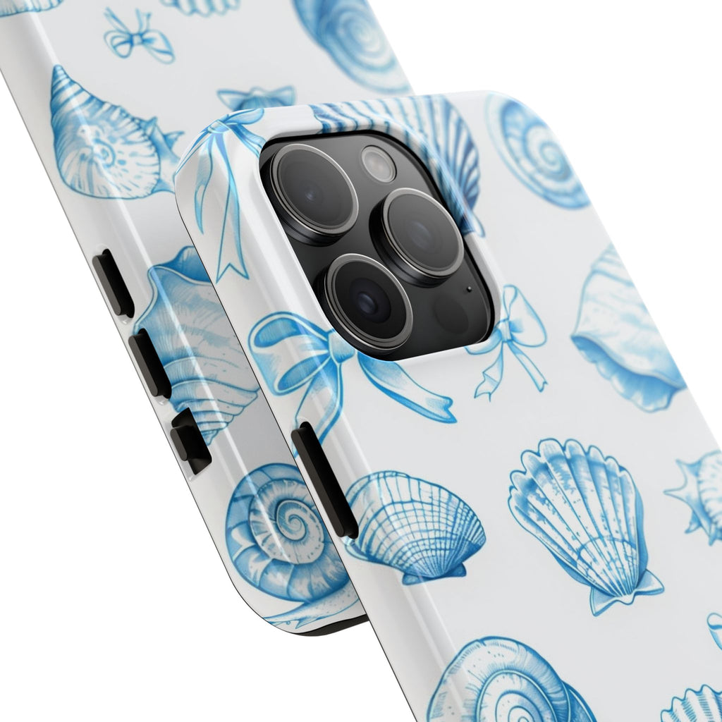 Seashell Blue Tough Phone Case – Coastal Shell Pattern Protective Cover