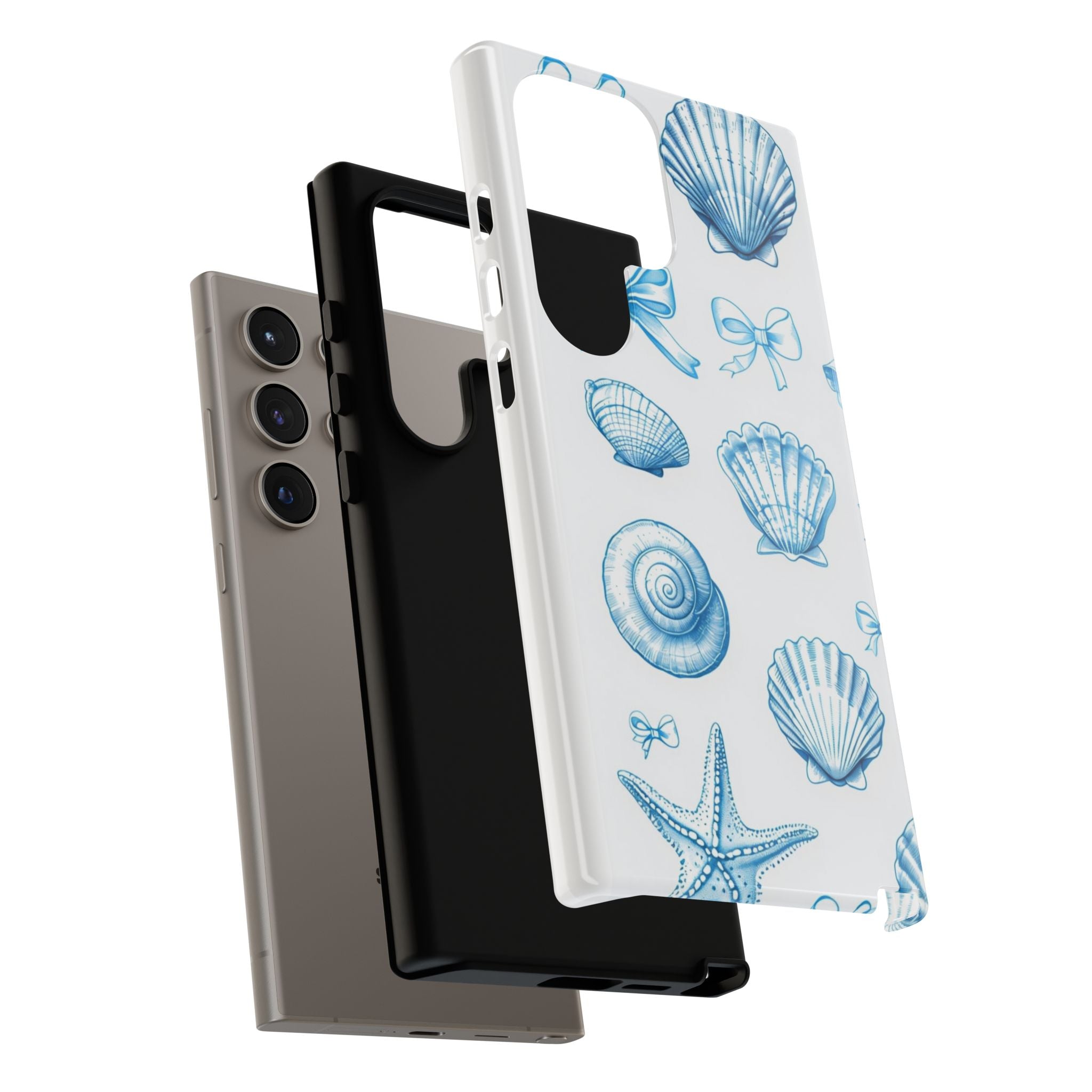 Seaside Shells Phone Case — Blue Nautical Shell & Starfish Pattern