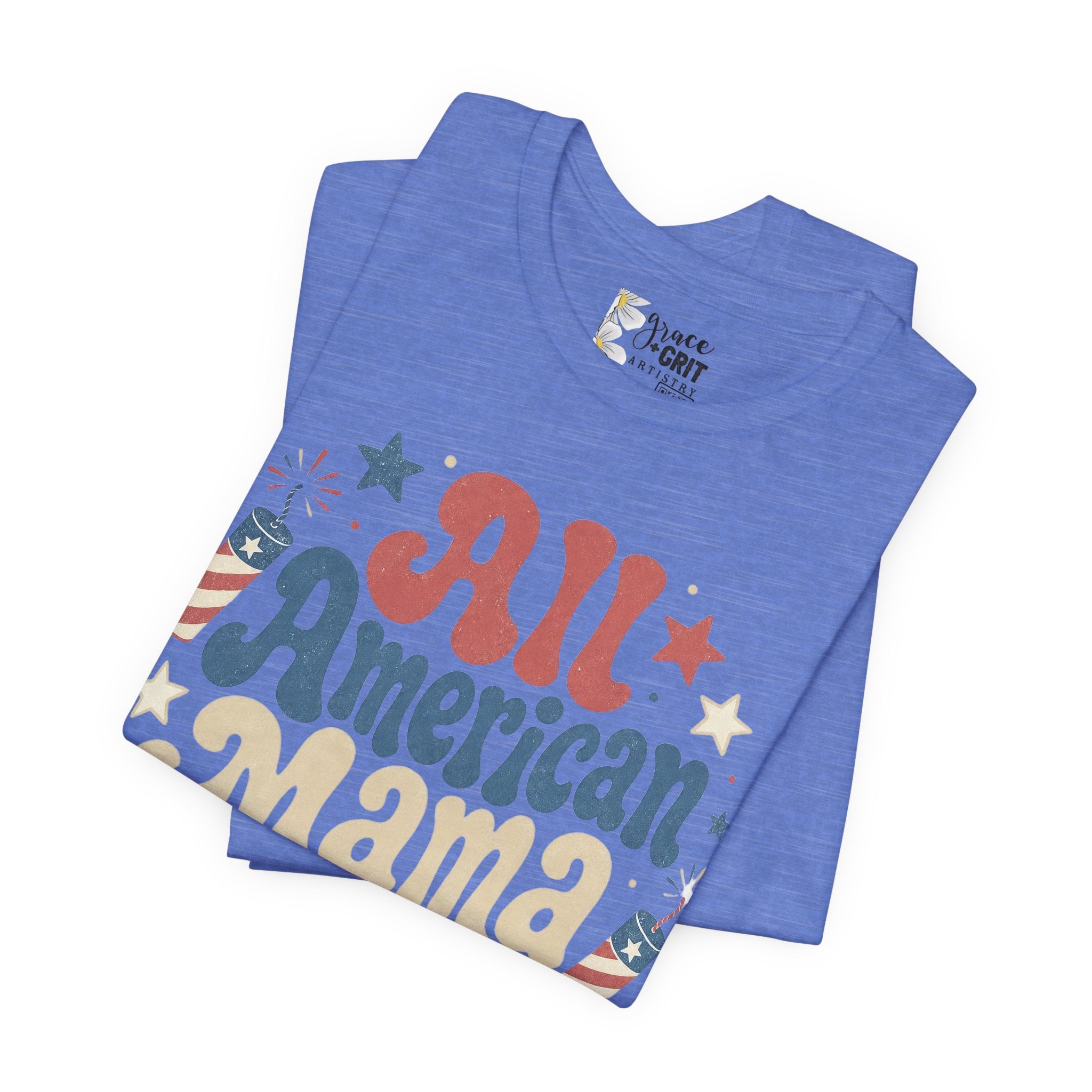 All American Mama T-Shirt – Vintage Patriotic Mom Tee (4th of July)