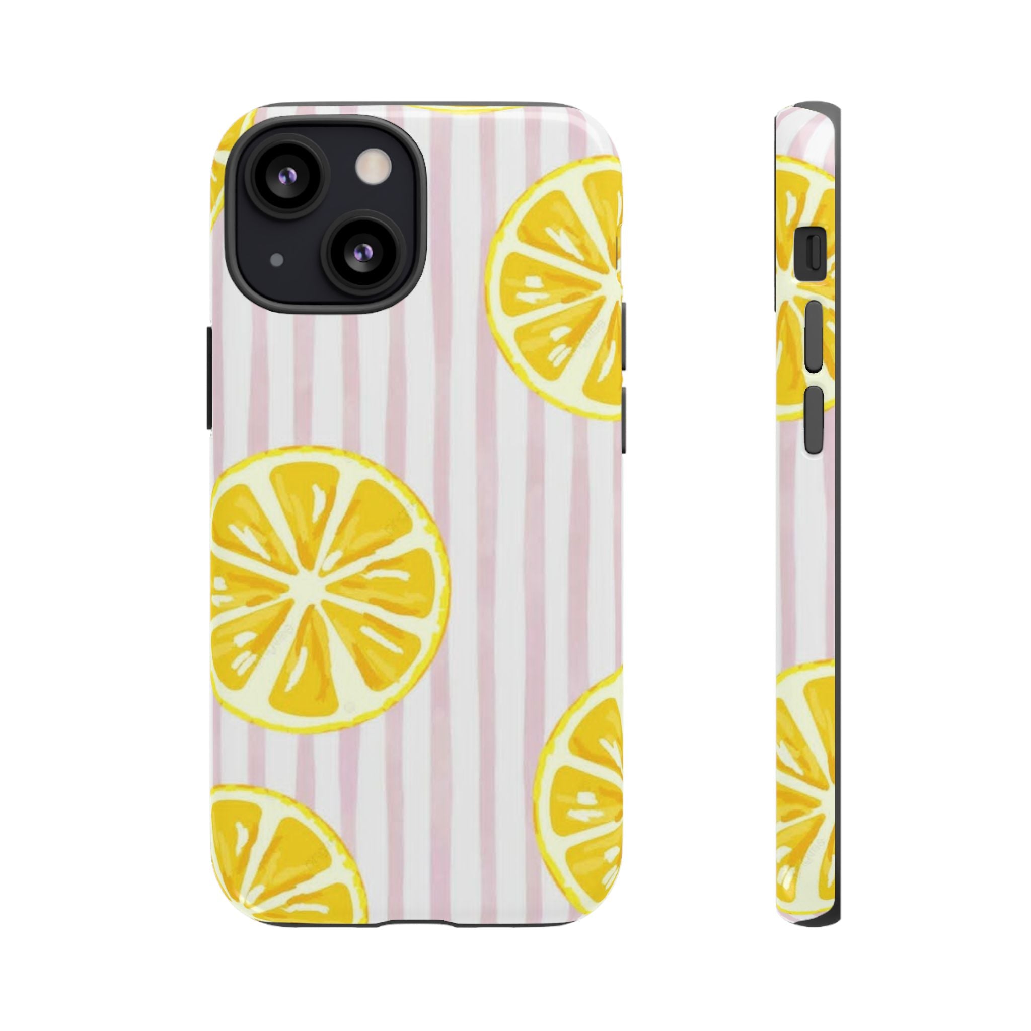 Lemon Slices Tough Case — Cute Pink Stripe Phone Cover