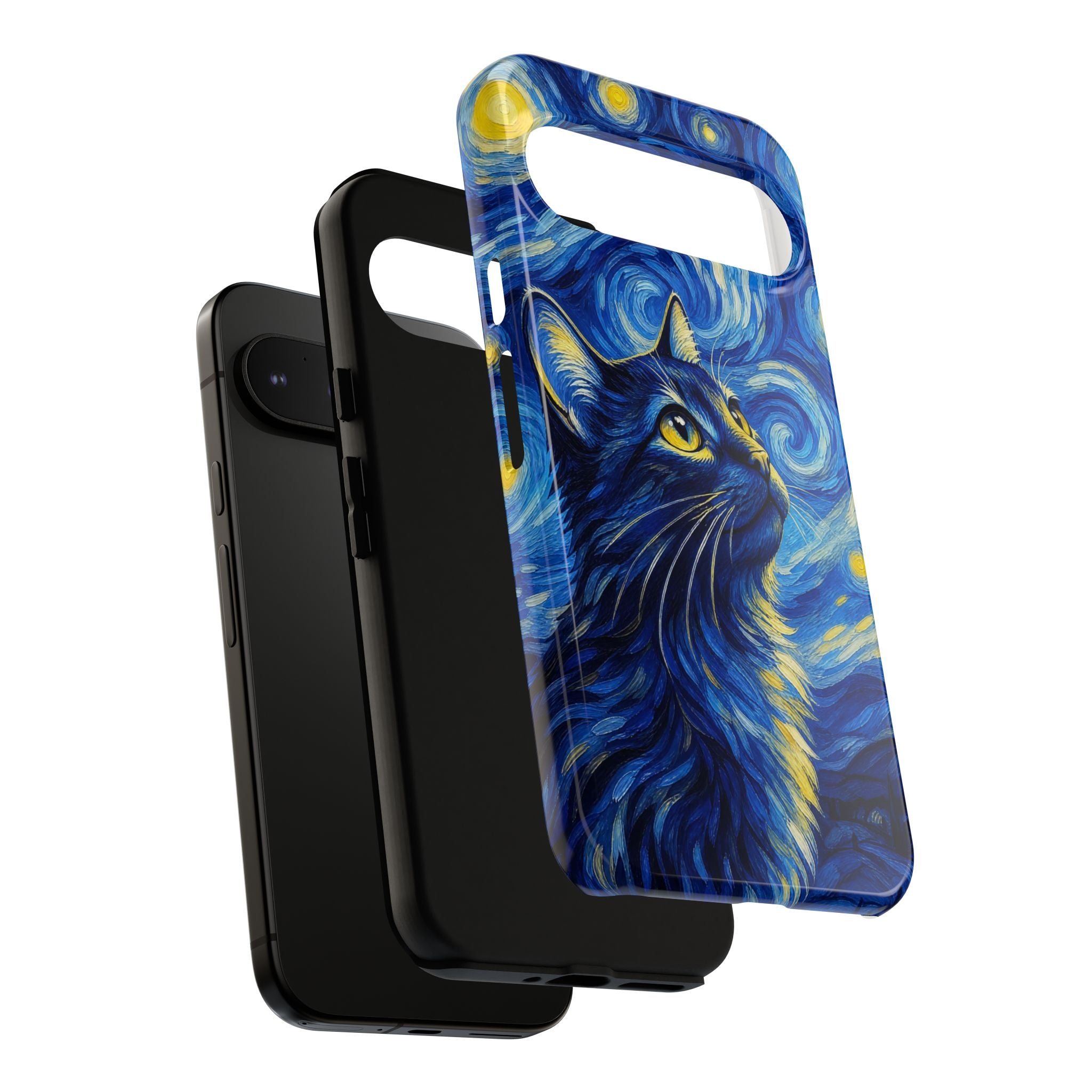 Starry Night Cat Phone Case — Van GoghStyle Blue Galaxy iPhone Cover
