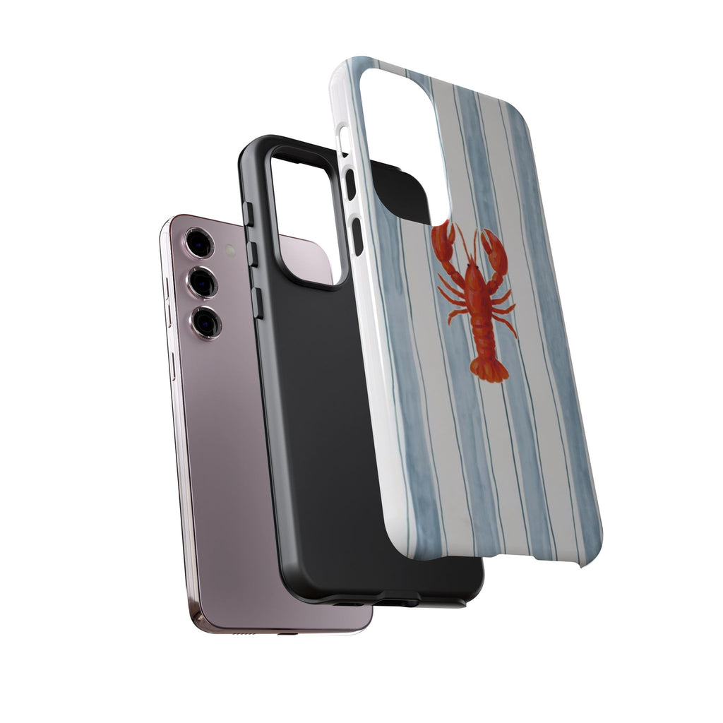 Lobster Stripe Phone Case — Nautical Blue & White Protective Cover