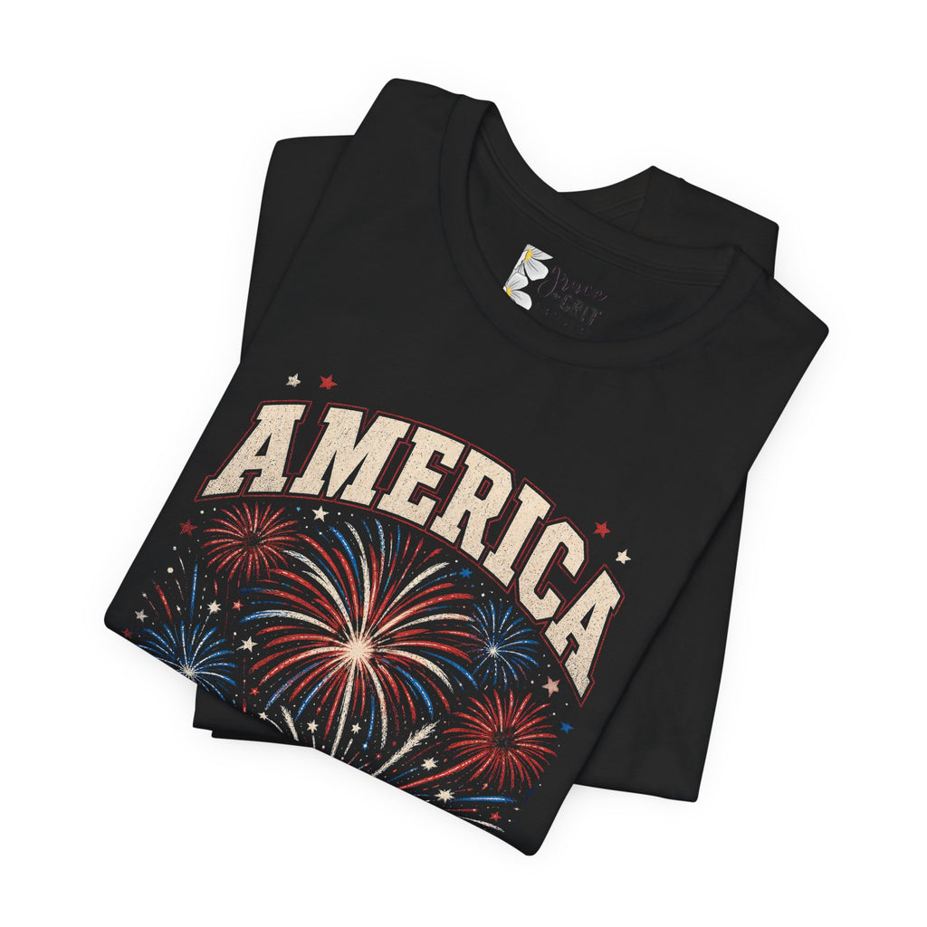 America Fireworks Celebrate Tee | Patriotic Fourth of July Shirt