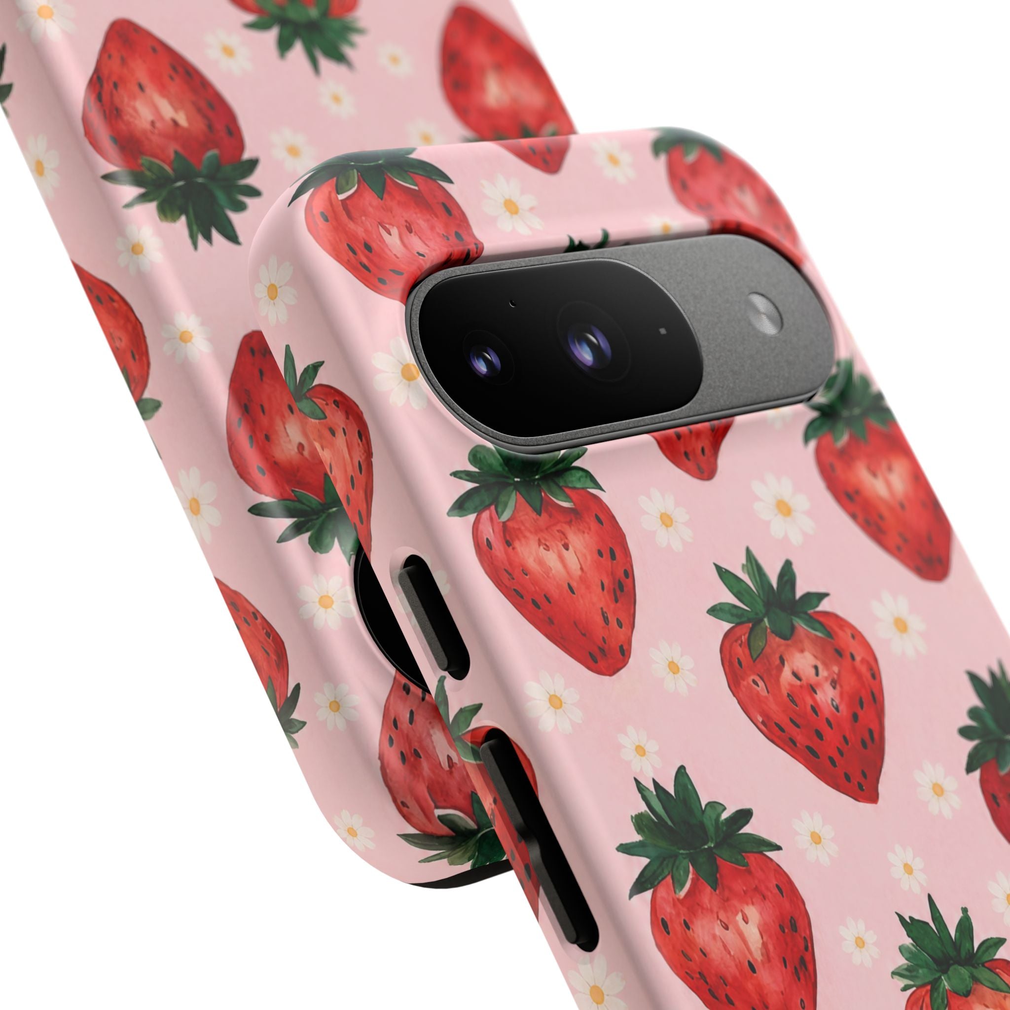 Strawberry Pattern Tough Case — Cute Pink Fruit Phone Case