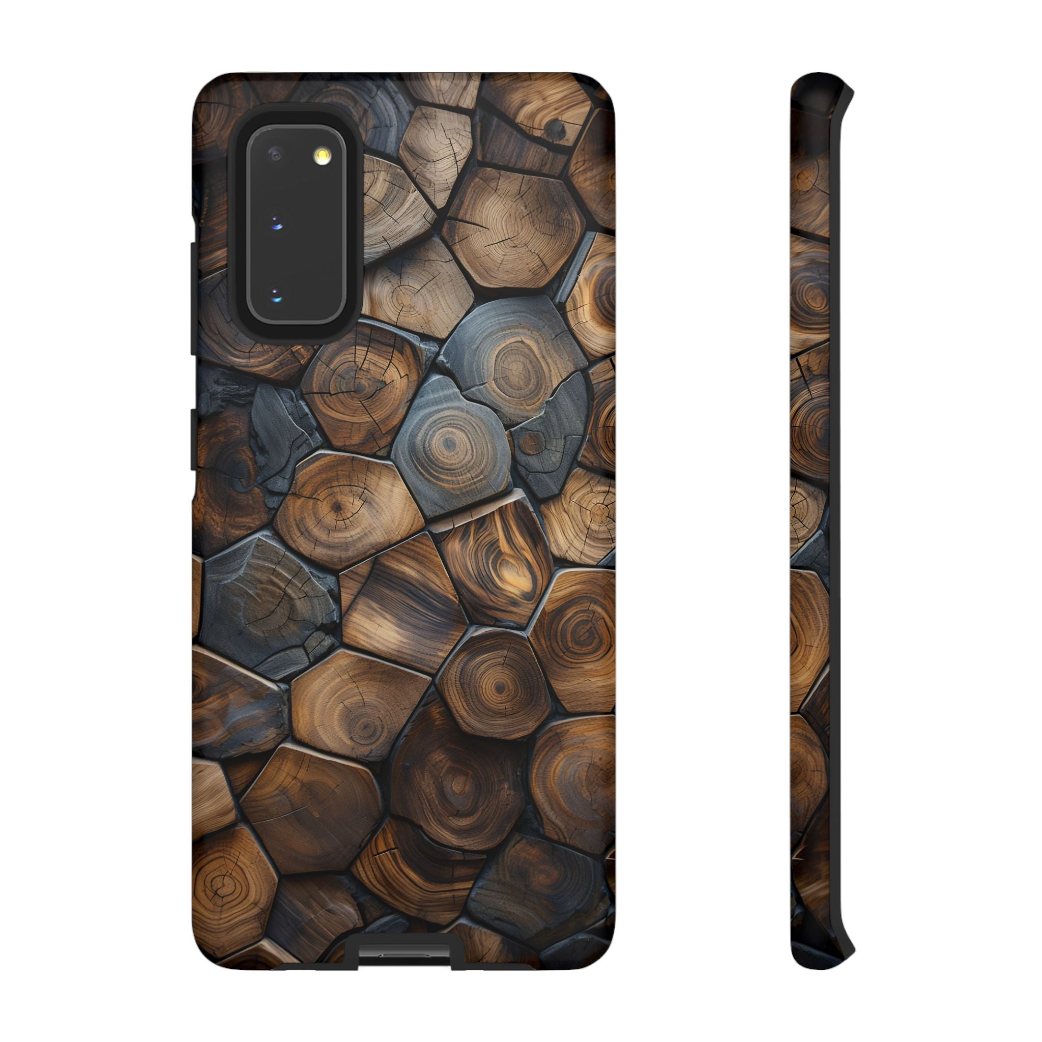 Wood Grain Hex Phone Case — Rustic Geometric iPhone Protection