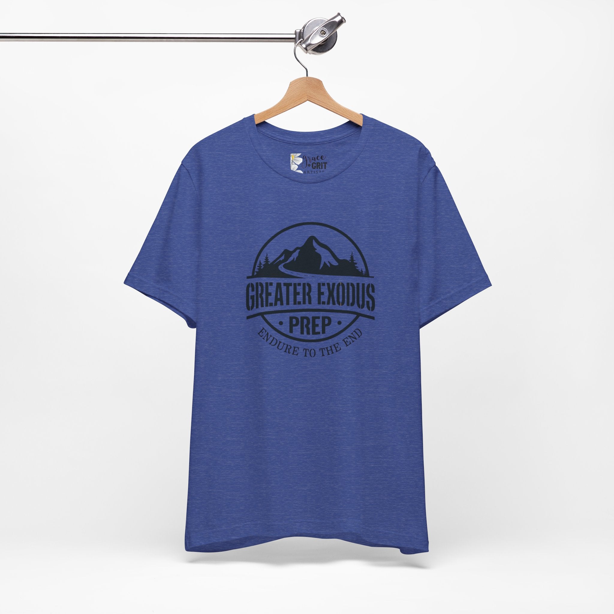 Greater Exodus Prep T-Shirt — Mountain Logo “Endure to the End” Adventure Tee