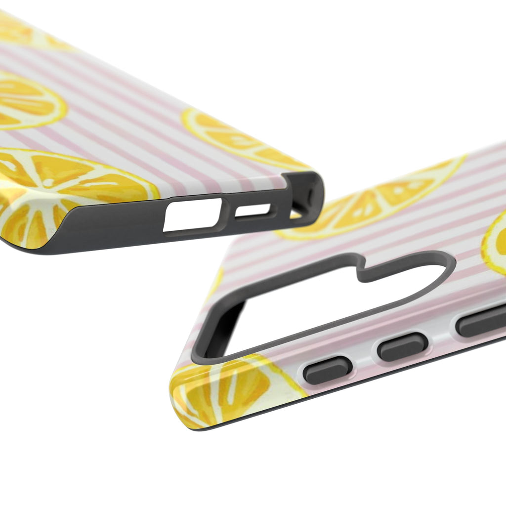 Lemon Slices Tough Case — Cute Pink Stripe Phone Cover