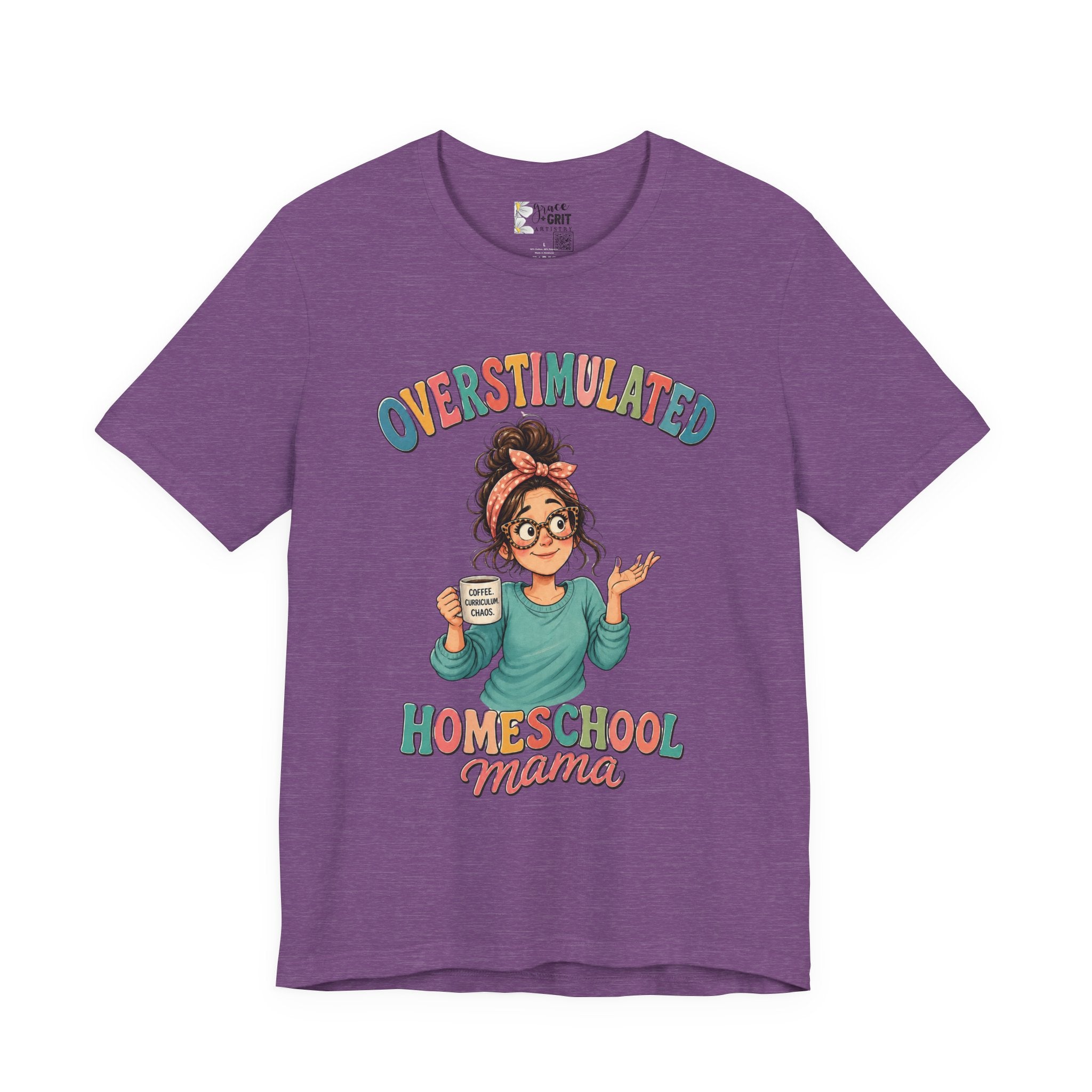 Homeschool Mama T-Shirt – “Overstimulated” Cute Mom Graphic Tee
