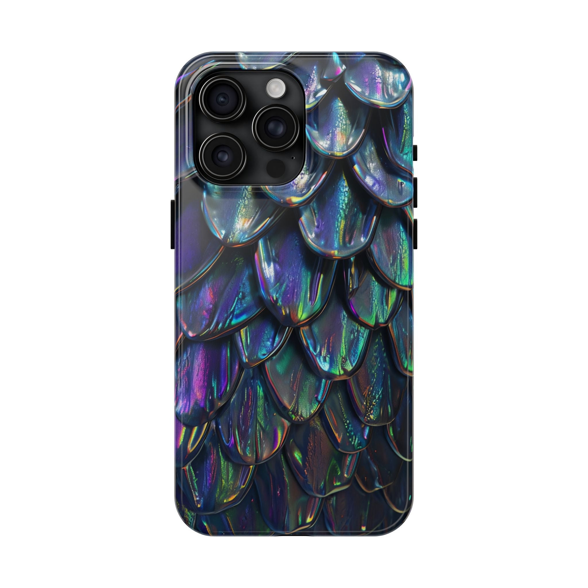 Holographic Mermaid Scale Tough Phone Case — Iridescent Protective Phone Cover