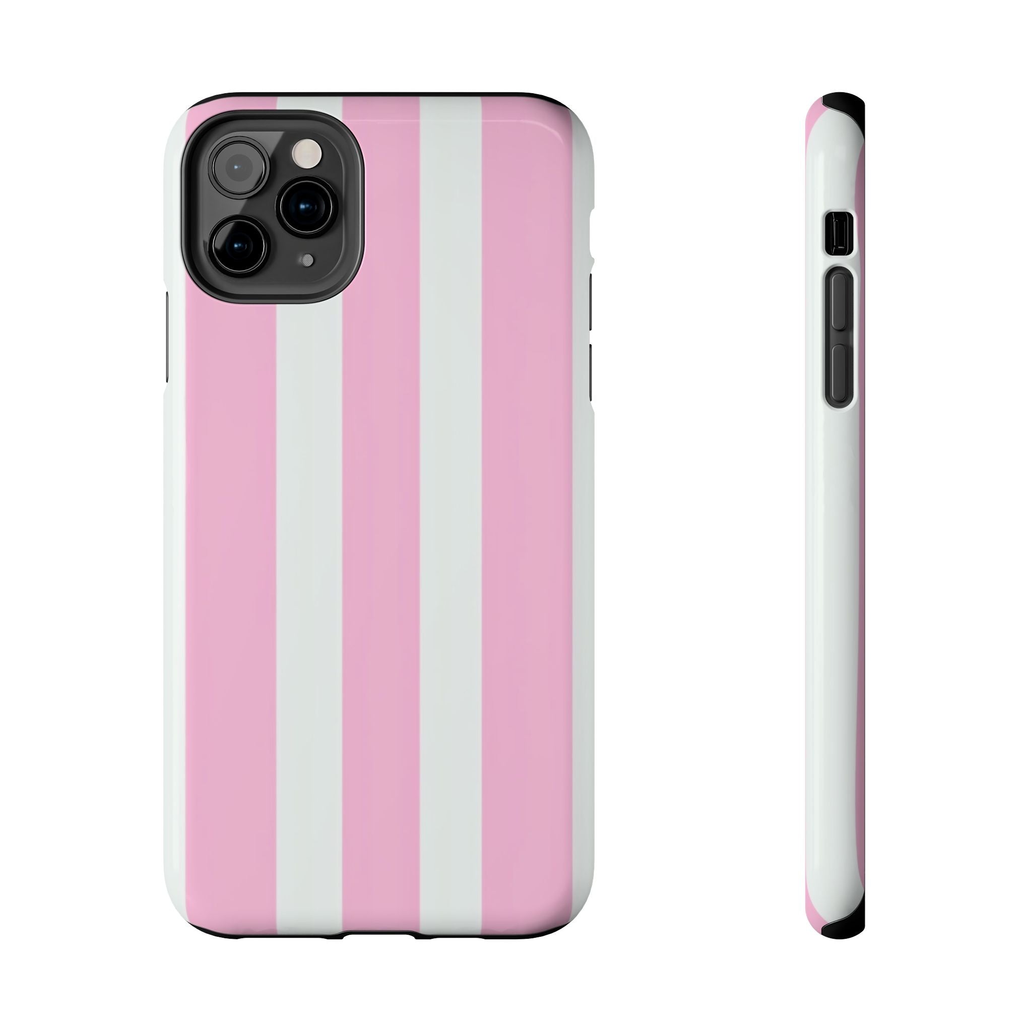 Pink & White Stripe Tough Phone Case — Protective Stripe iPhone Cover