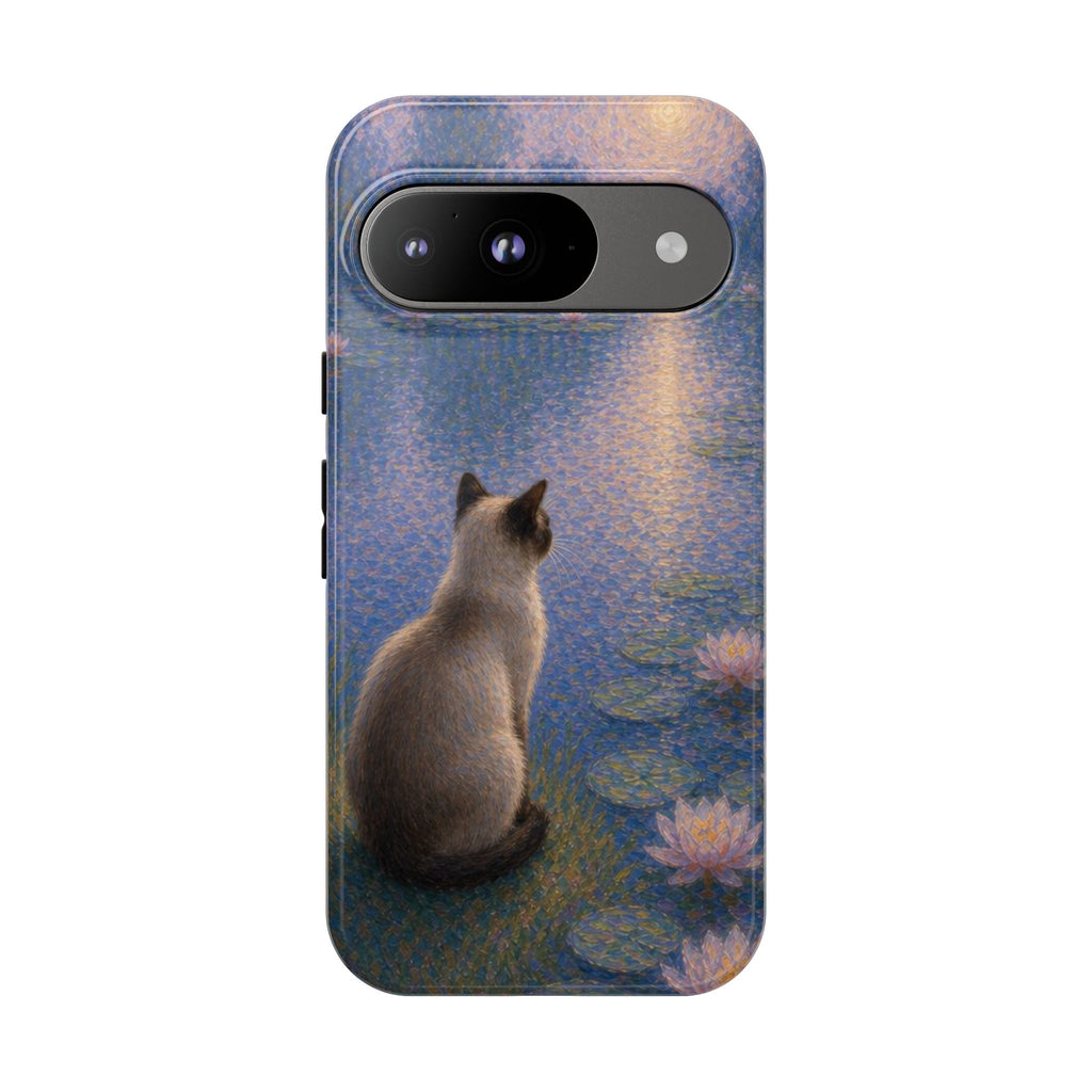 Cat Moonlight Phone Case — Serene Siamese by Lily Pond