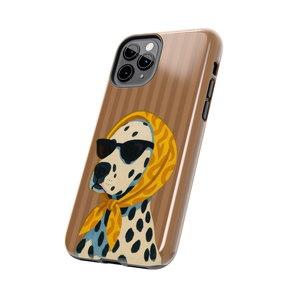 Dalmatian in Scarf Tough Phone Case — Retro Dog Print Protective Cover