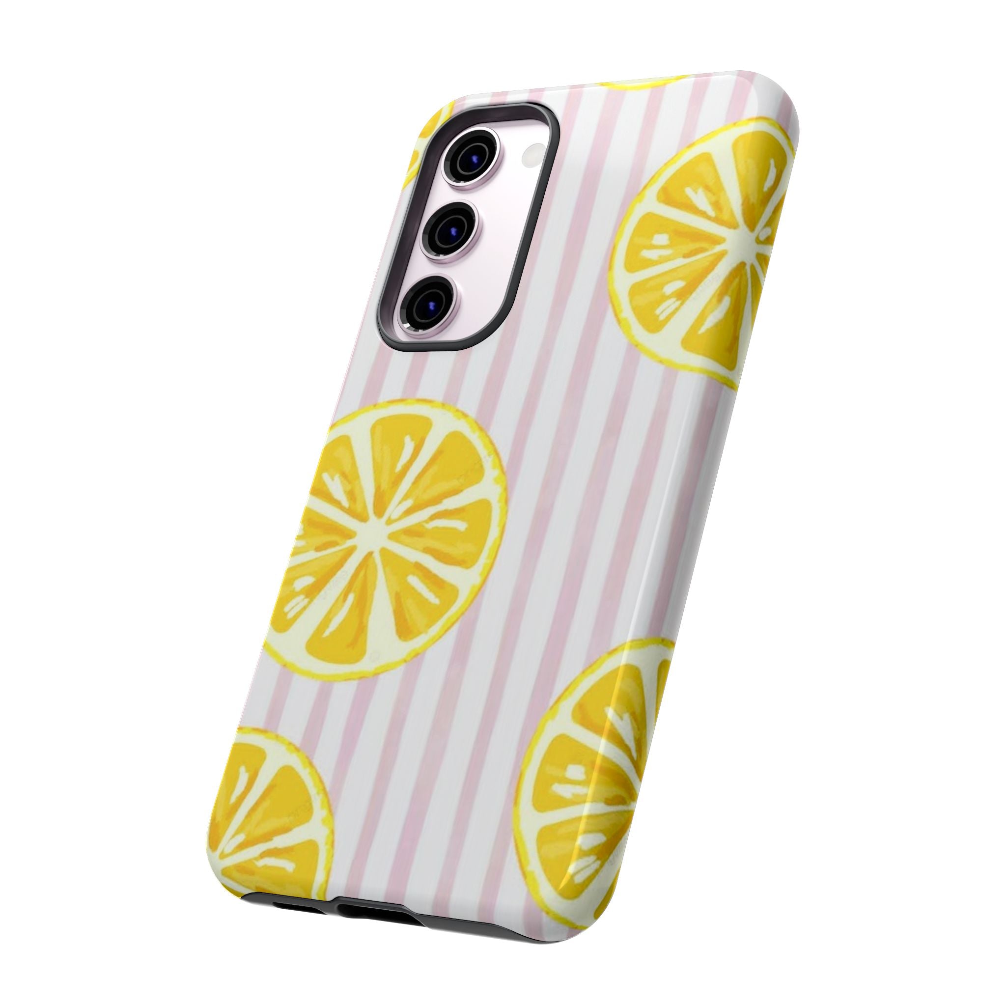 Lemon Slices Tough Case — Cute Pink Stripe Phone Cover