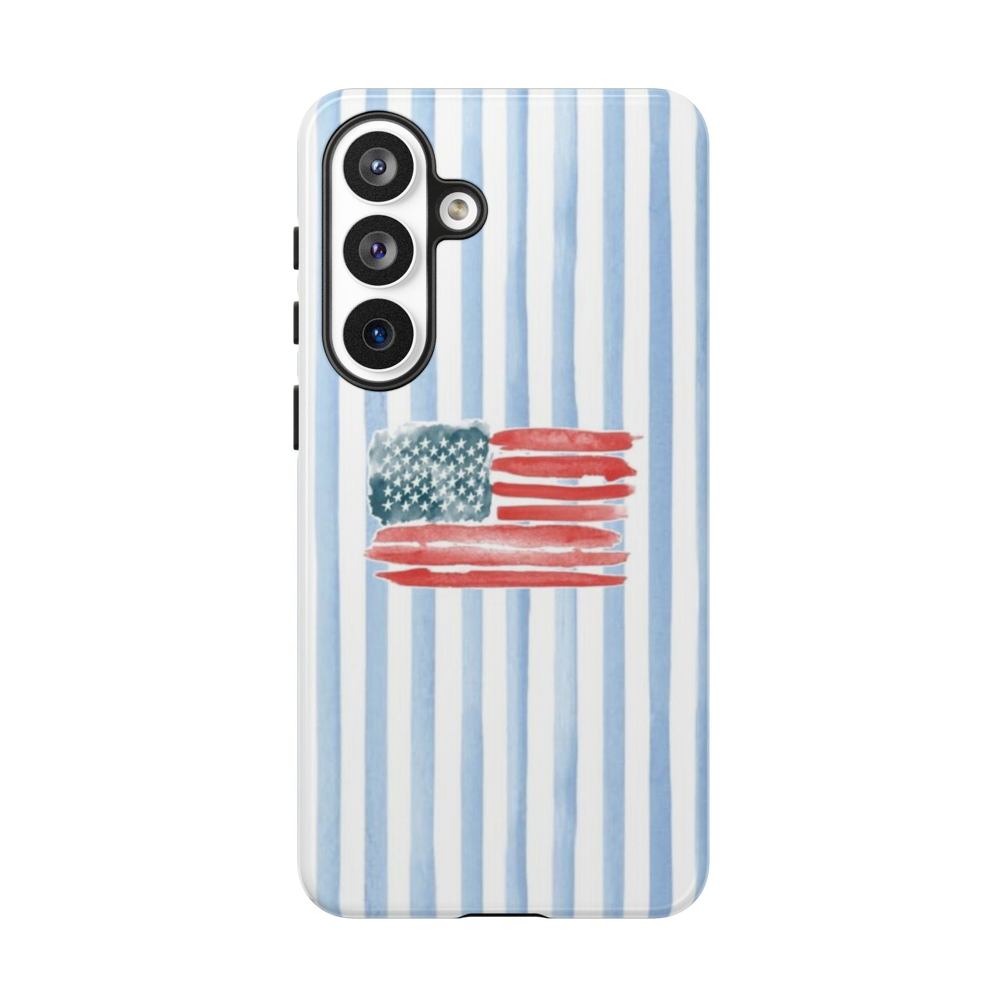 American Flag Watercolor Phone Case - Blue Stripe Tough Case