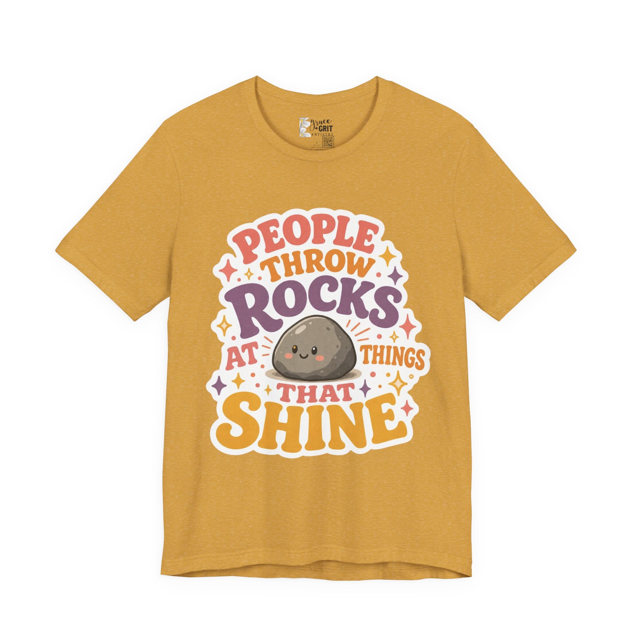 People Throw Rocks at Things That Shine T-Shirt | Cute Rock Illustration