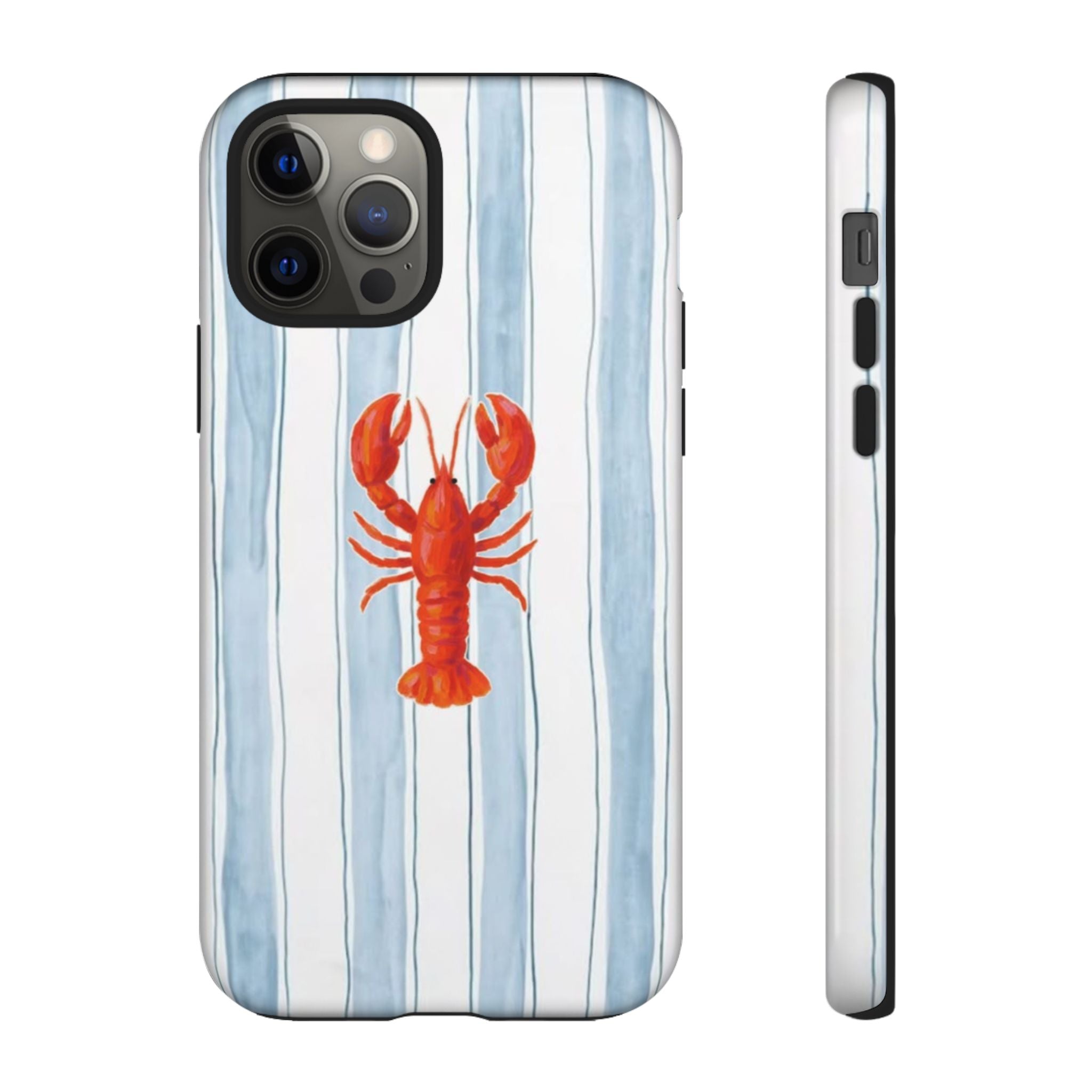 Lobster Stripe Phone Case — Nautical Blue & White Protective Cover