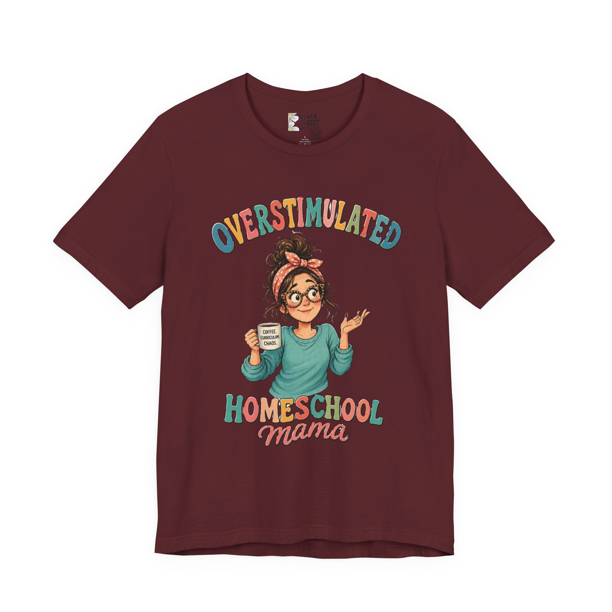 Homeschool Mama T-Shirt – “Overstimulated” Cute Mom Graphic Tee