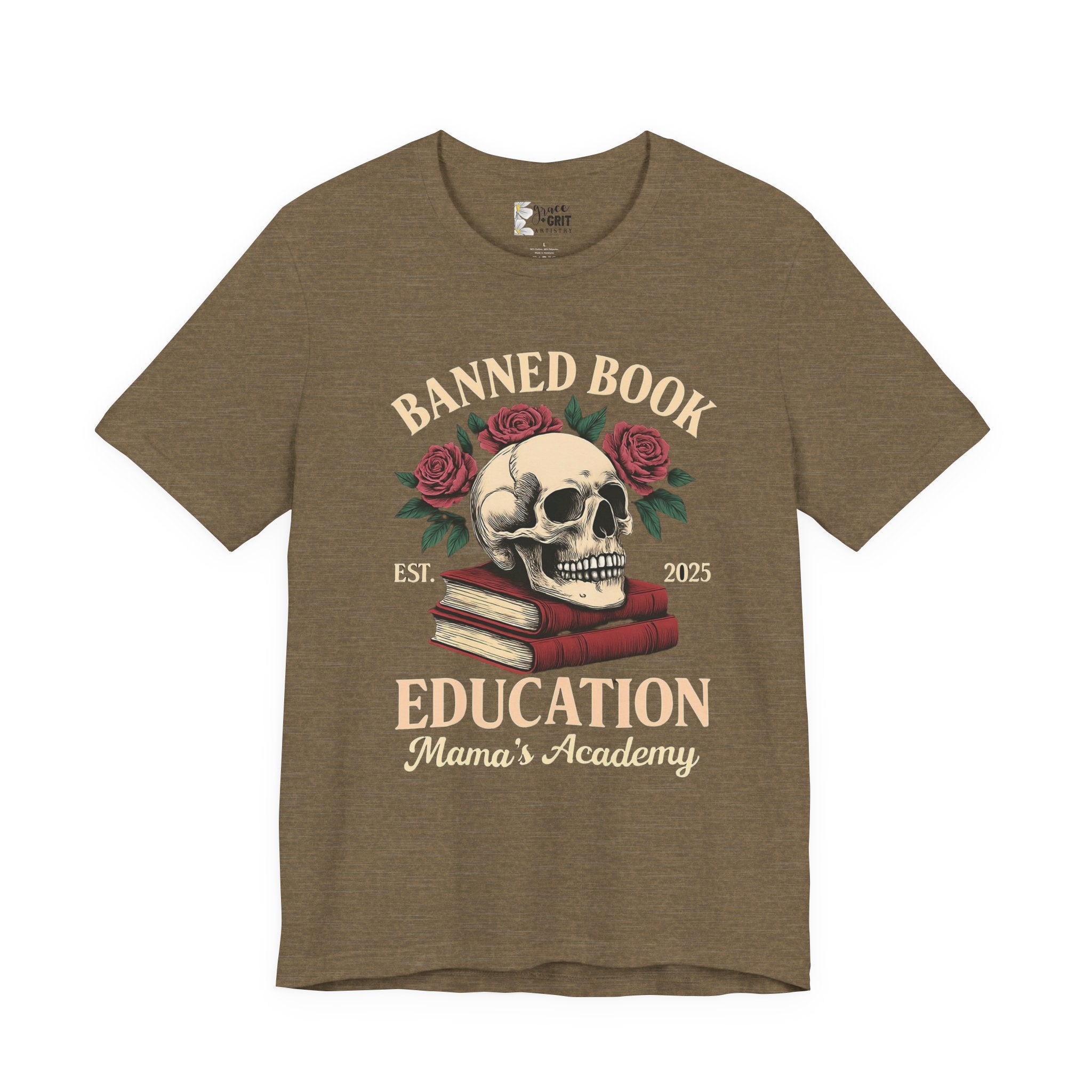 Banned Book Skull with Roses T-Shirt | Education Stack Tee