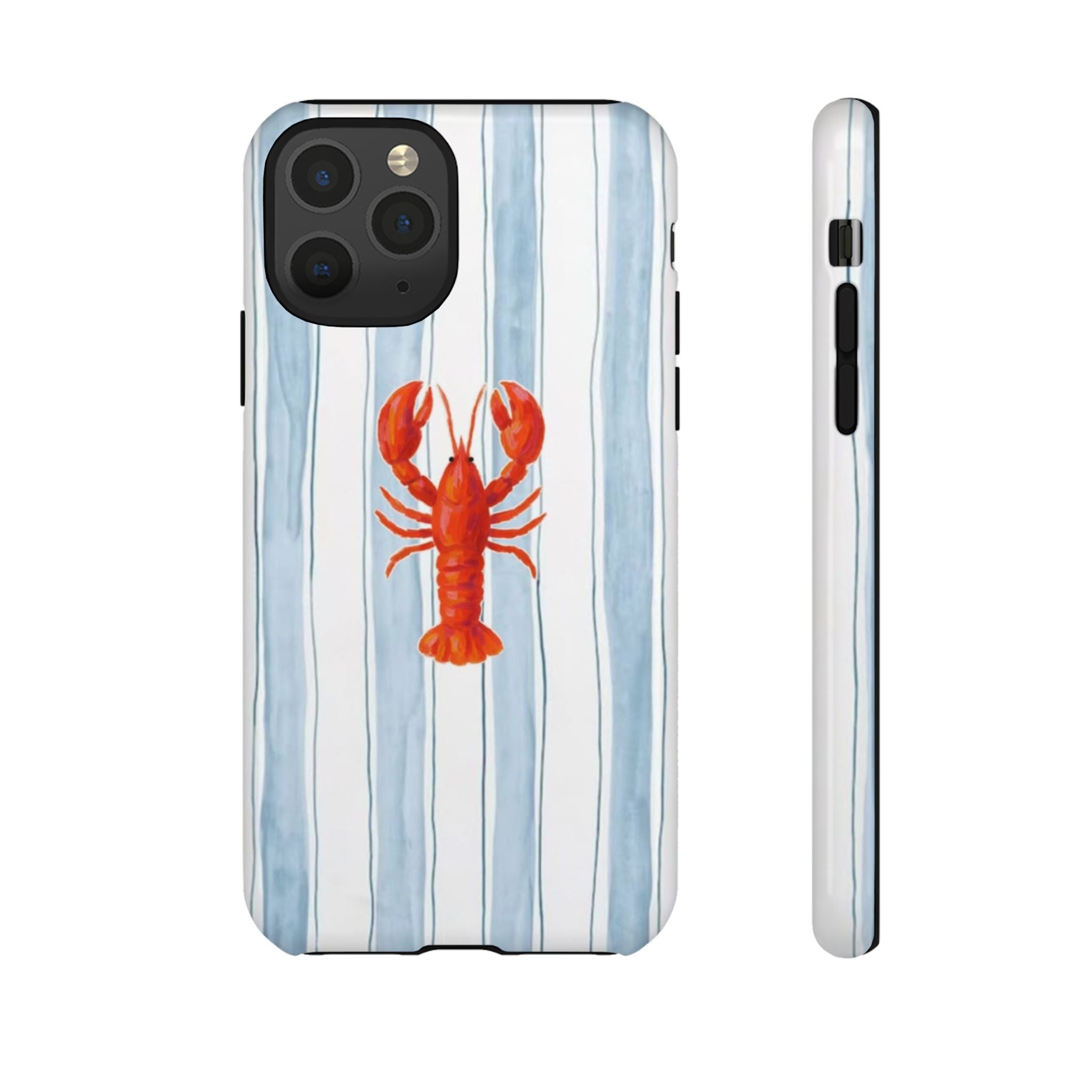 Lobster Stripe Phone Case — Nautical Blue & White Protective Cover
