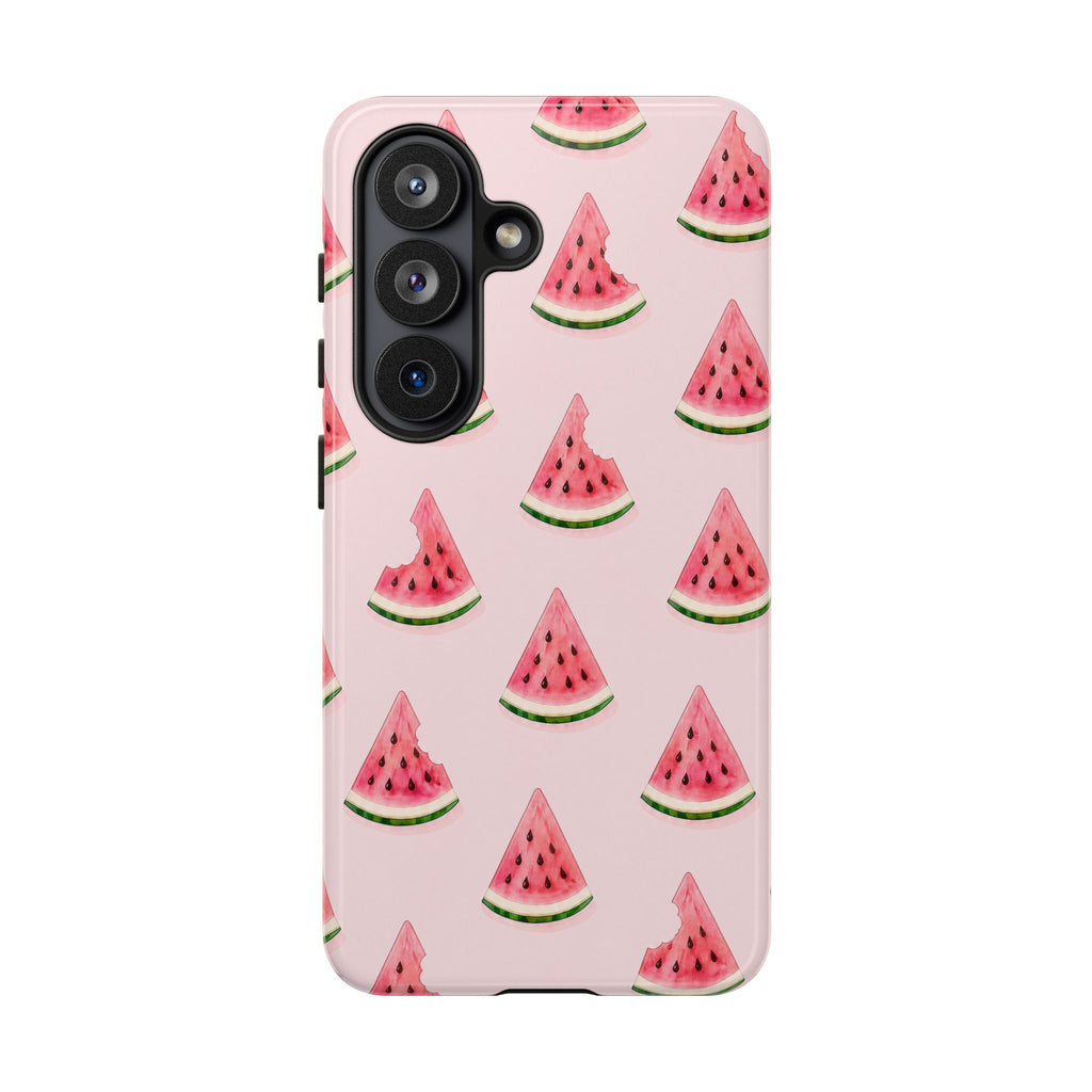 Watermelon Pattern Tough Phone Case — Pink Fruit Slice Protective Case