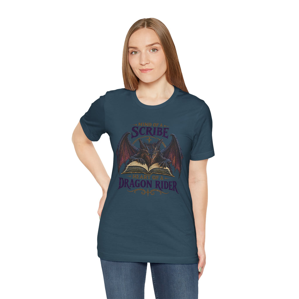 Scribe Dragon Rider T-Shirt — "Mind of a Scribe, Heart of a Dragon Rider" Fantasy Tee