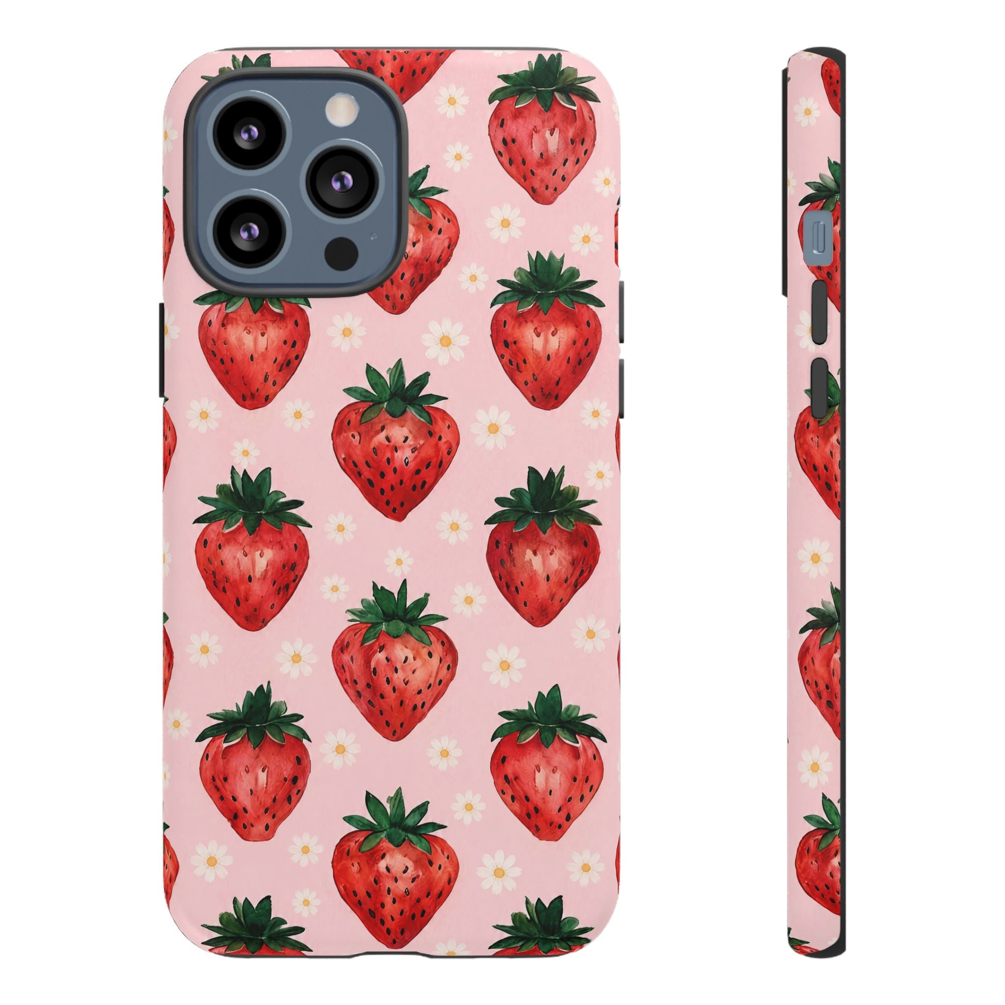 Strawberry Pattern Tough Case — Cute Pink Fruit Phone Case
