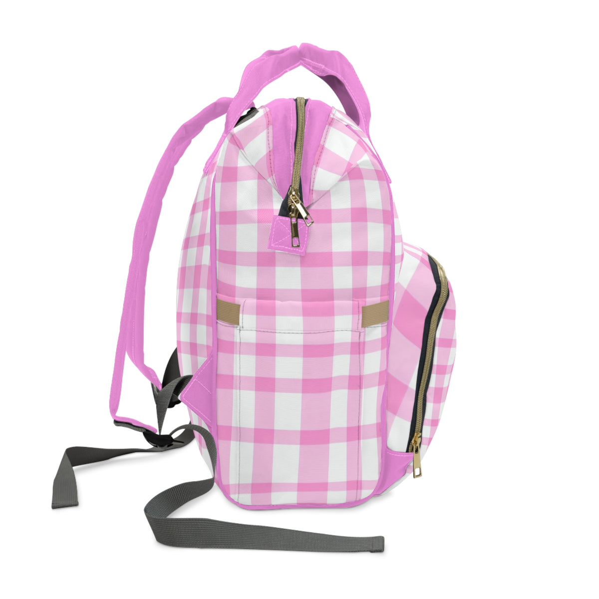Pink Gingham Multifunctional Diaper Backpack