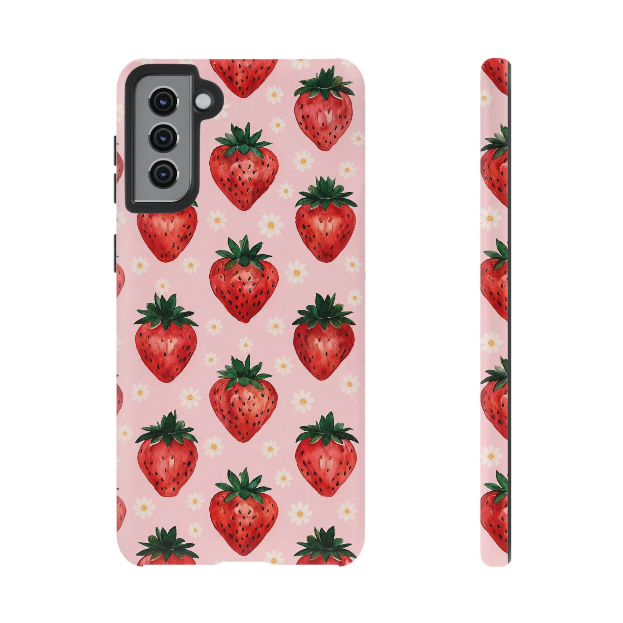 Strawberry Pattern Tough Case — Cute Pink Fruit Phone Case