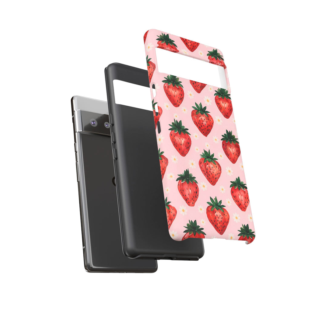 Strawberry Pattern Tough Case — Cute Pink Fruit Phone Case