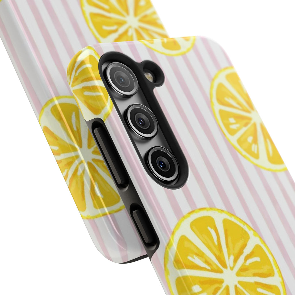 Lemon Slice Tough Phone Case — Pink Stripe Summer Protective Cover