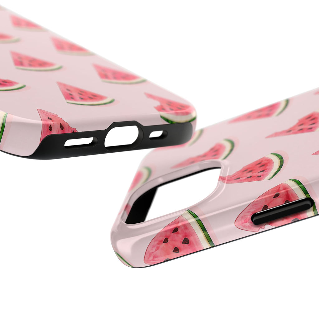 Watermelon Slice Tough Phone Case — Pink Fruit Pattern, Summer Phone Cover