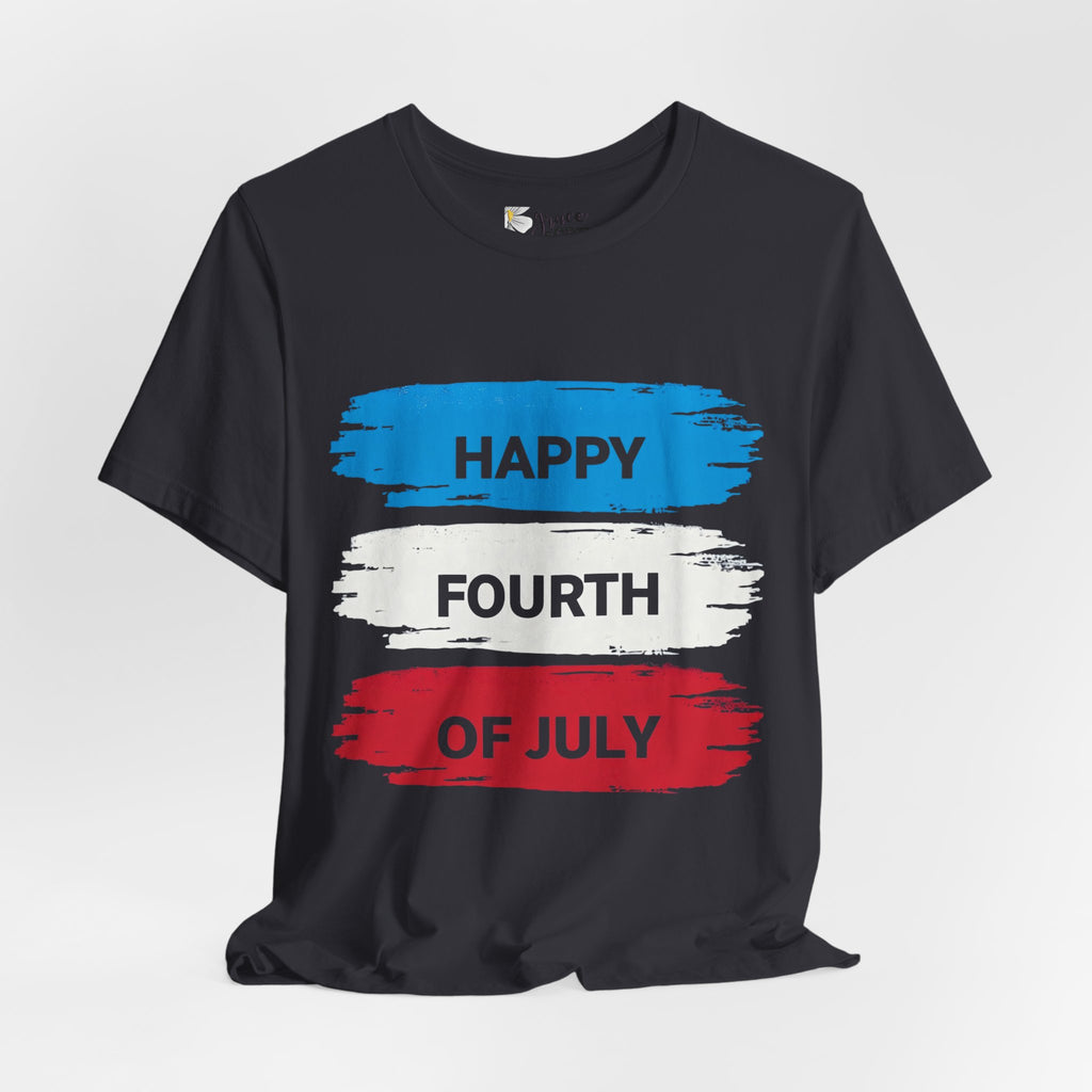 Fourth of July Brushstroke Tee — "Happy Fourth of July" Patriotic T‑Shirt