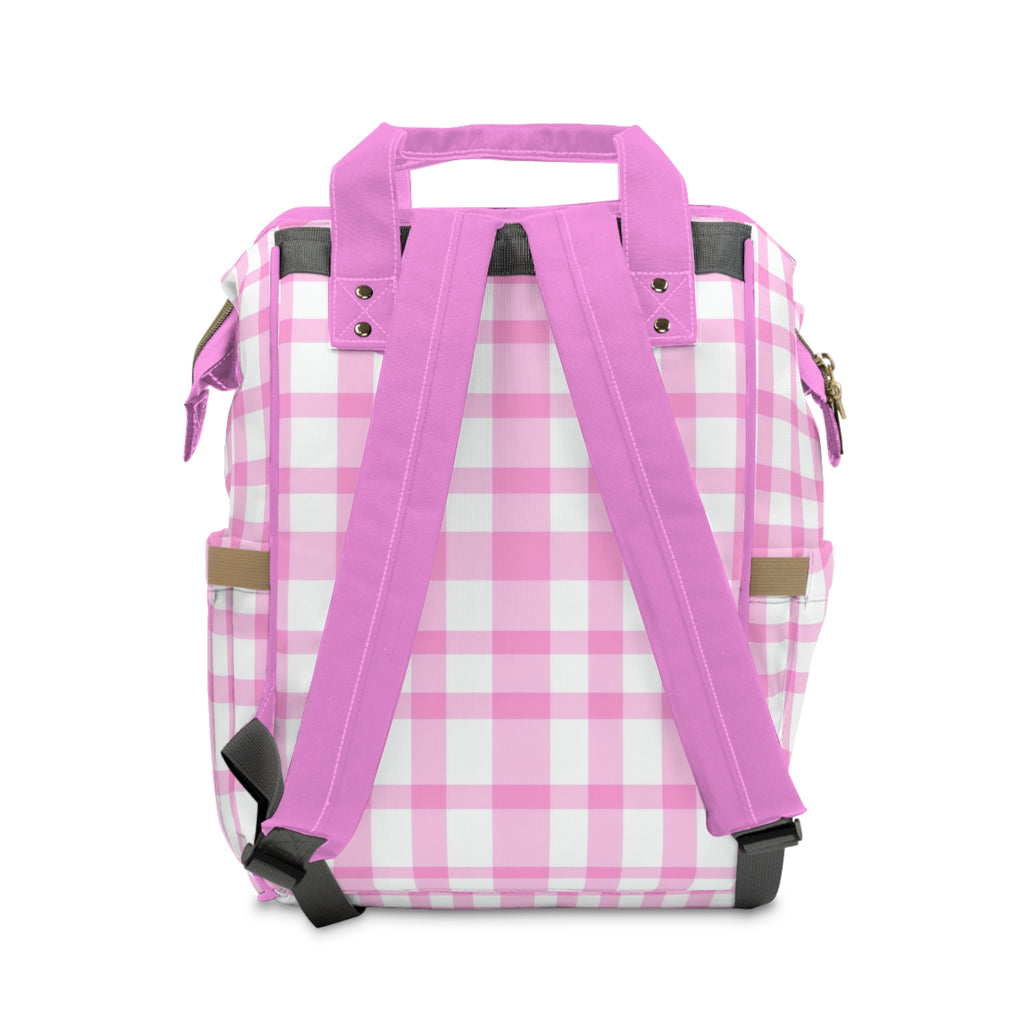 Pink Gingham Multifunctional Diaper Backpack