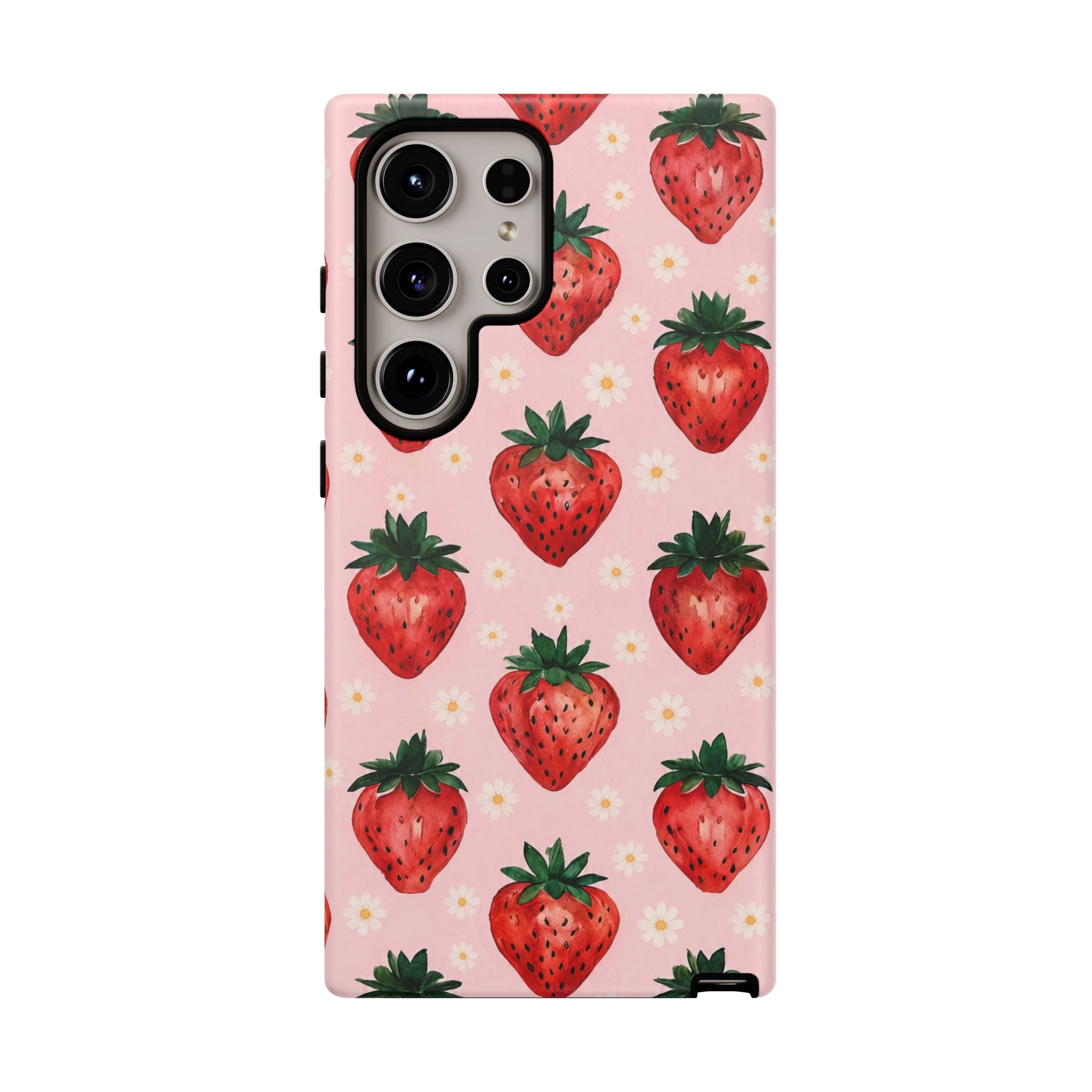Strawberry Pattern Tough Case — Cute Pink Fruit Phone Case