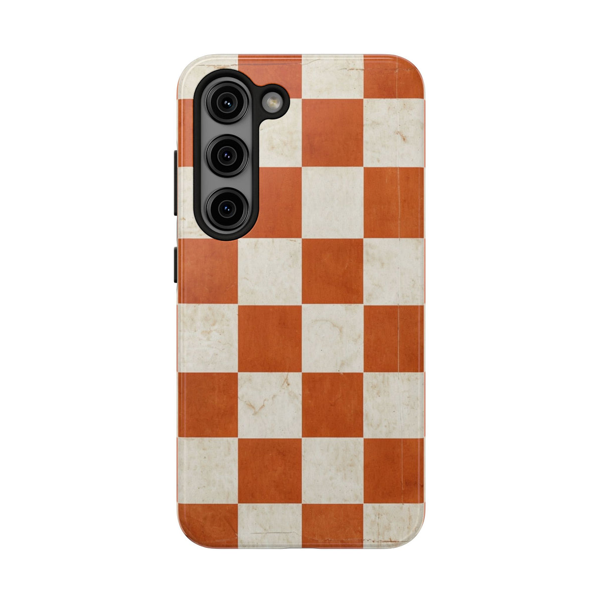 Orange and Cream Checkerboard Tough Phone Case