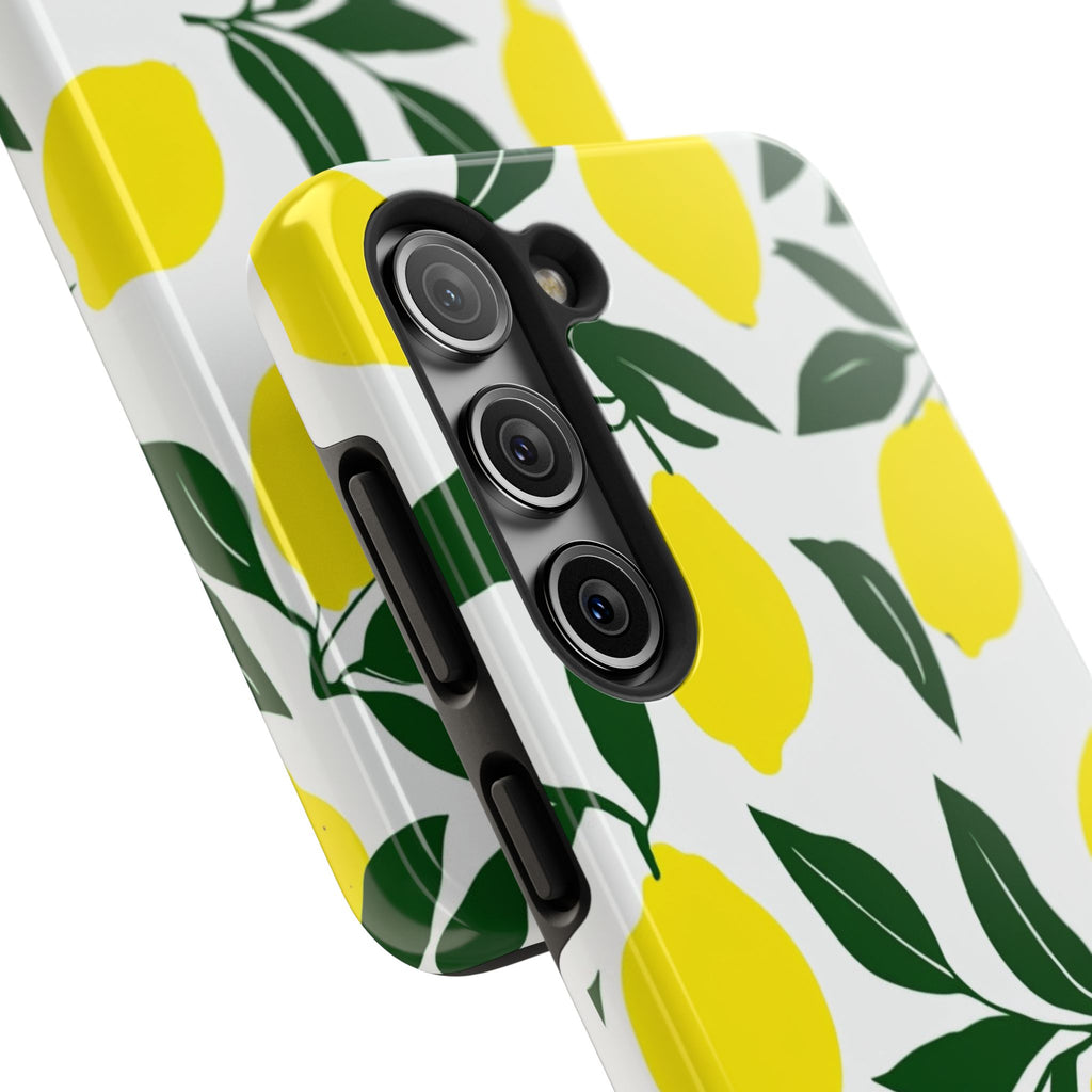 Lemon Pattern Tough Phone Case — Bright Citrus Protective Phone Cover