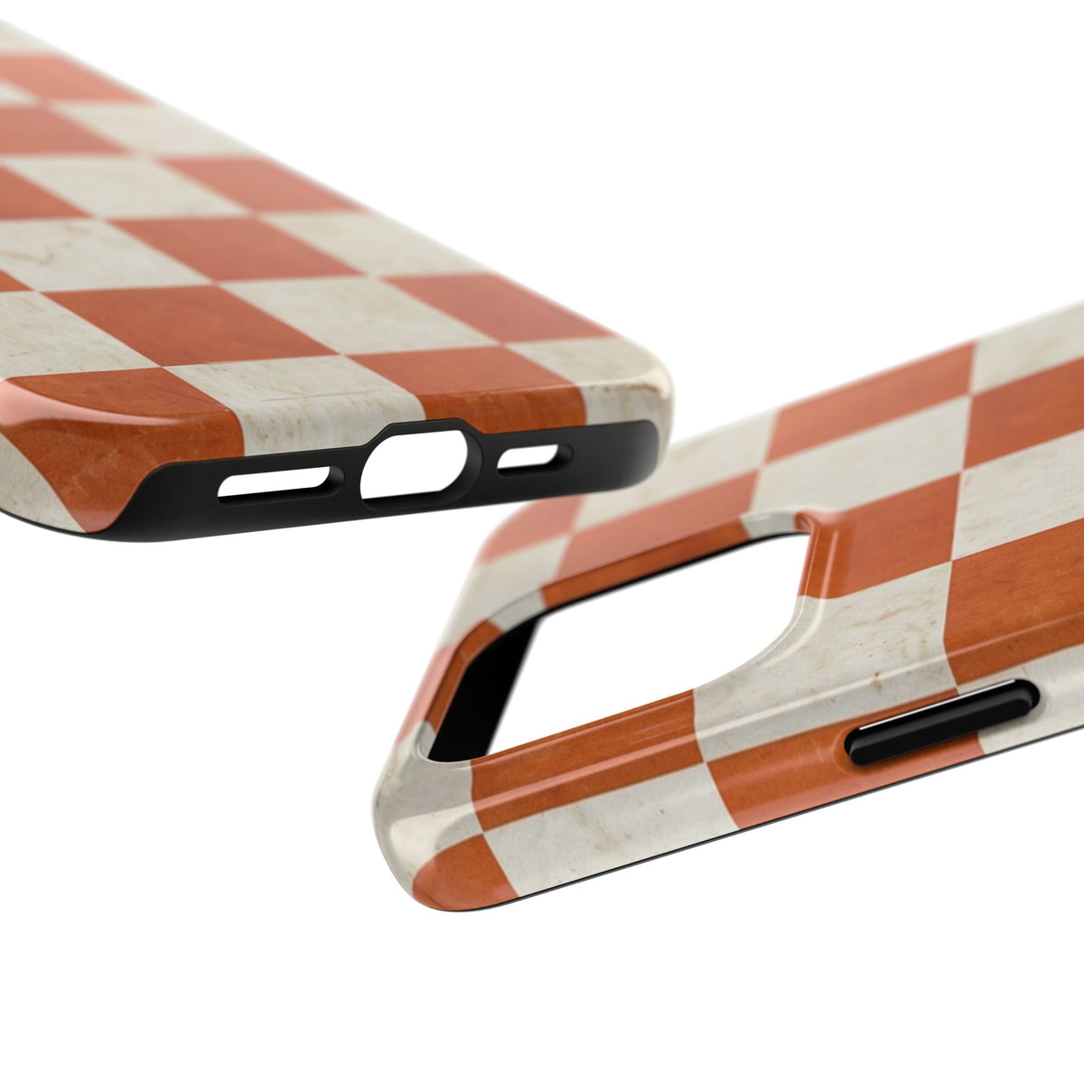 Orange and Cream Checkerboard Tough Phone Case