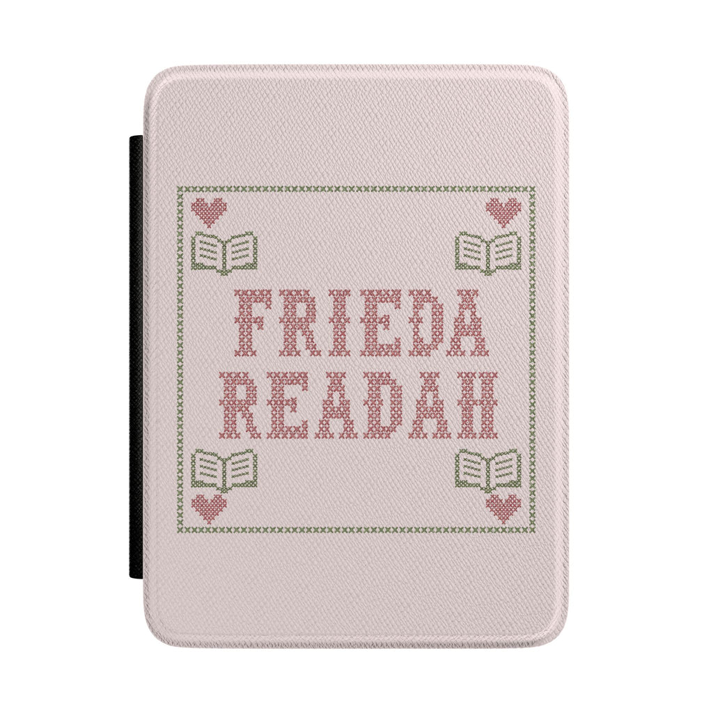 Personalized 'Frieda Readah' Kindle Case – Cross-Stitch Booklover Cover