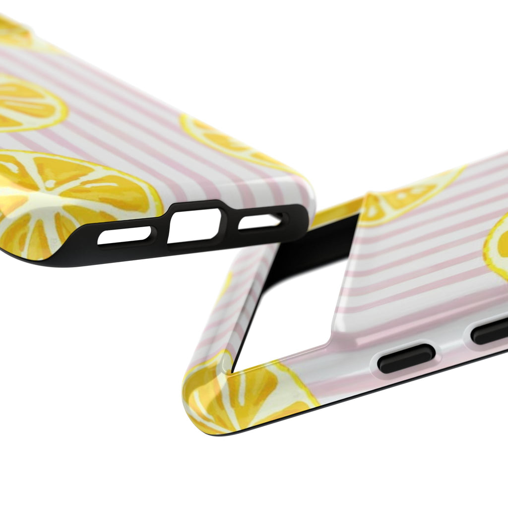 Lemon Slices Tough Case — Cute Pink Stripe Phone Cover
