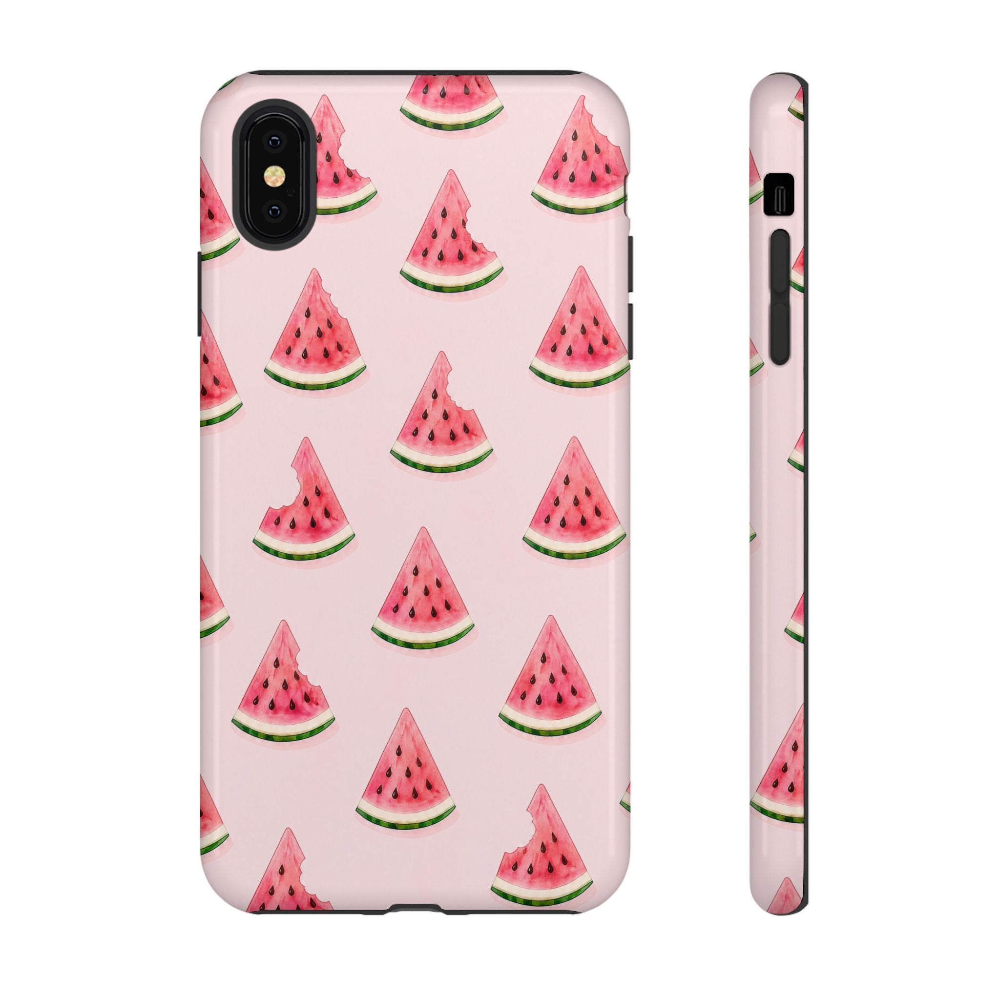 Watermelon Pattern Tough Phone Case — Pink Fruit Slice Protective Case