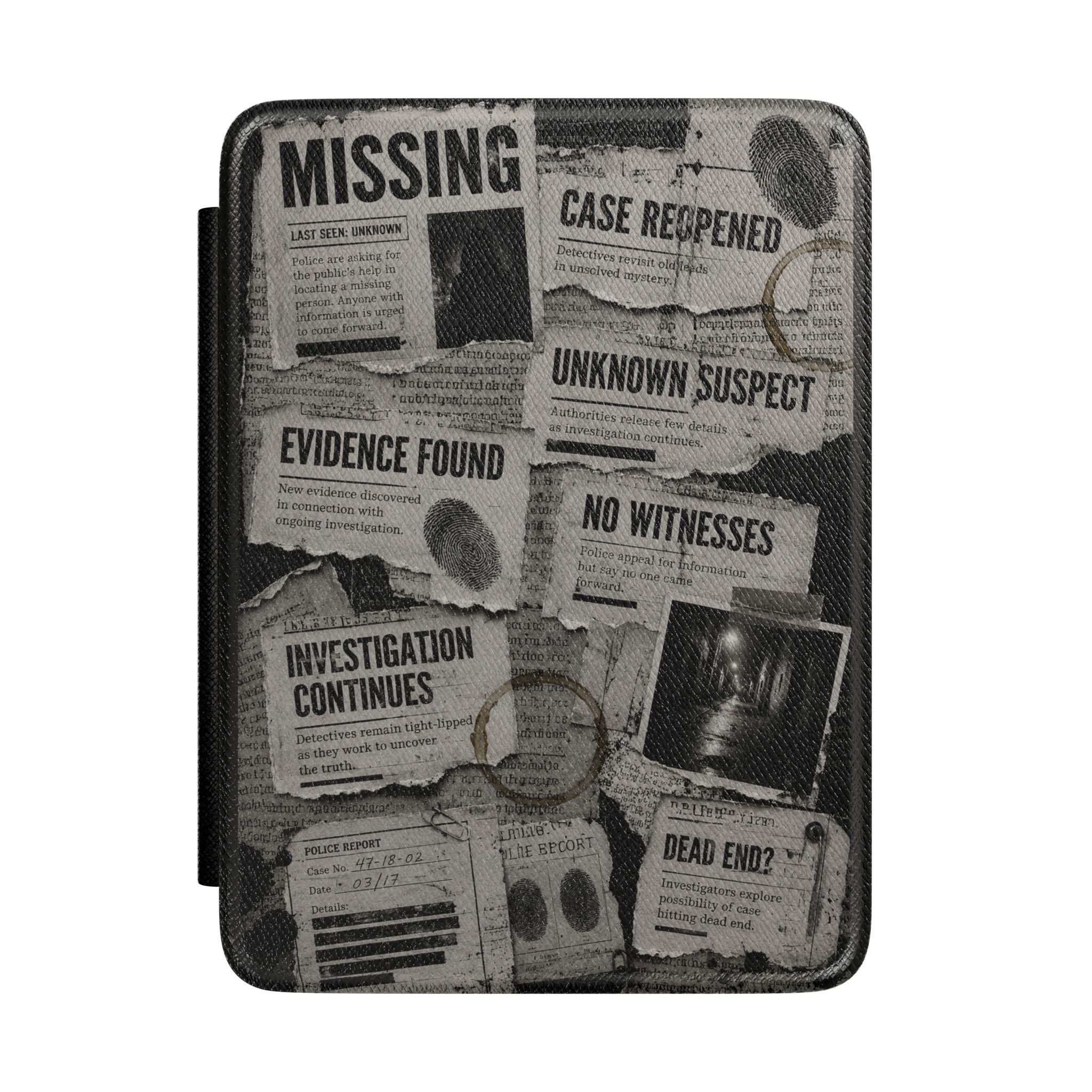 Mystery Case Kindle Cover — Missing Evidence Detective Design