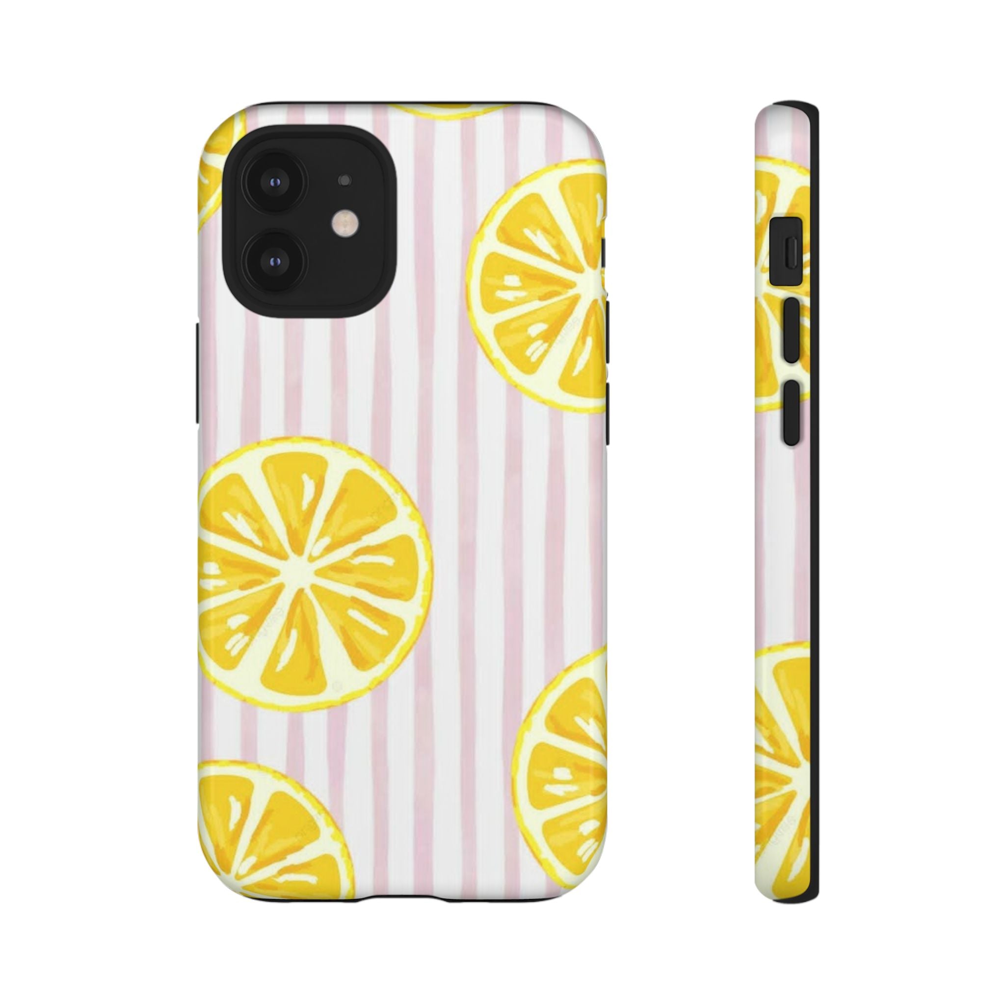 Lemon Slices Tough Case — Cute Pink Stripe Phone Cover