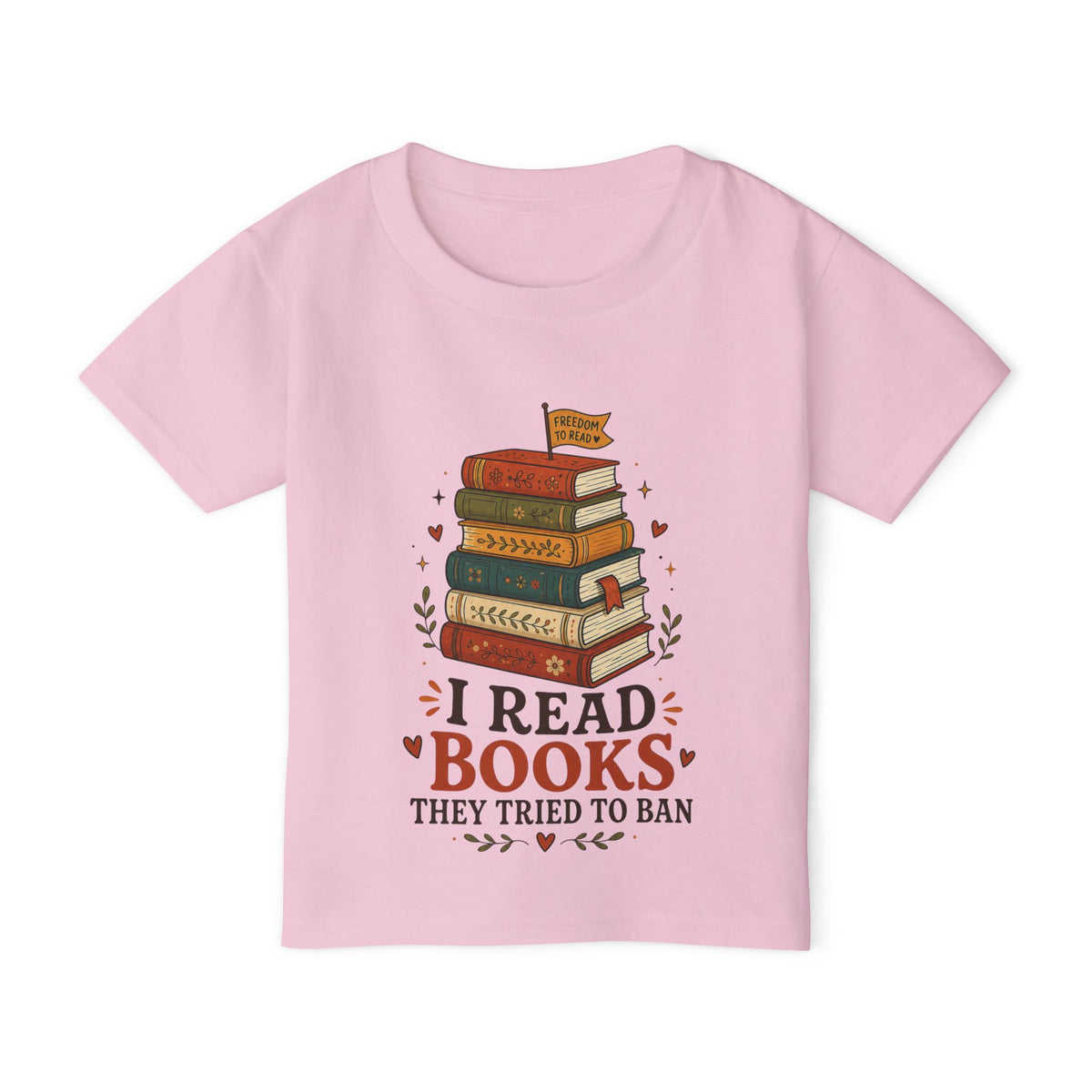 Toddler T-Shirt — "I Read Books They Tried To Ban" Bookstack Graphic