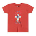 Little Patriot Big Grace Youth Tee — Floral Cross Christian Kids Shirt