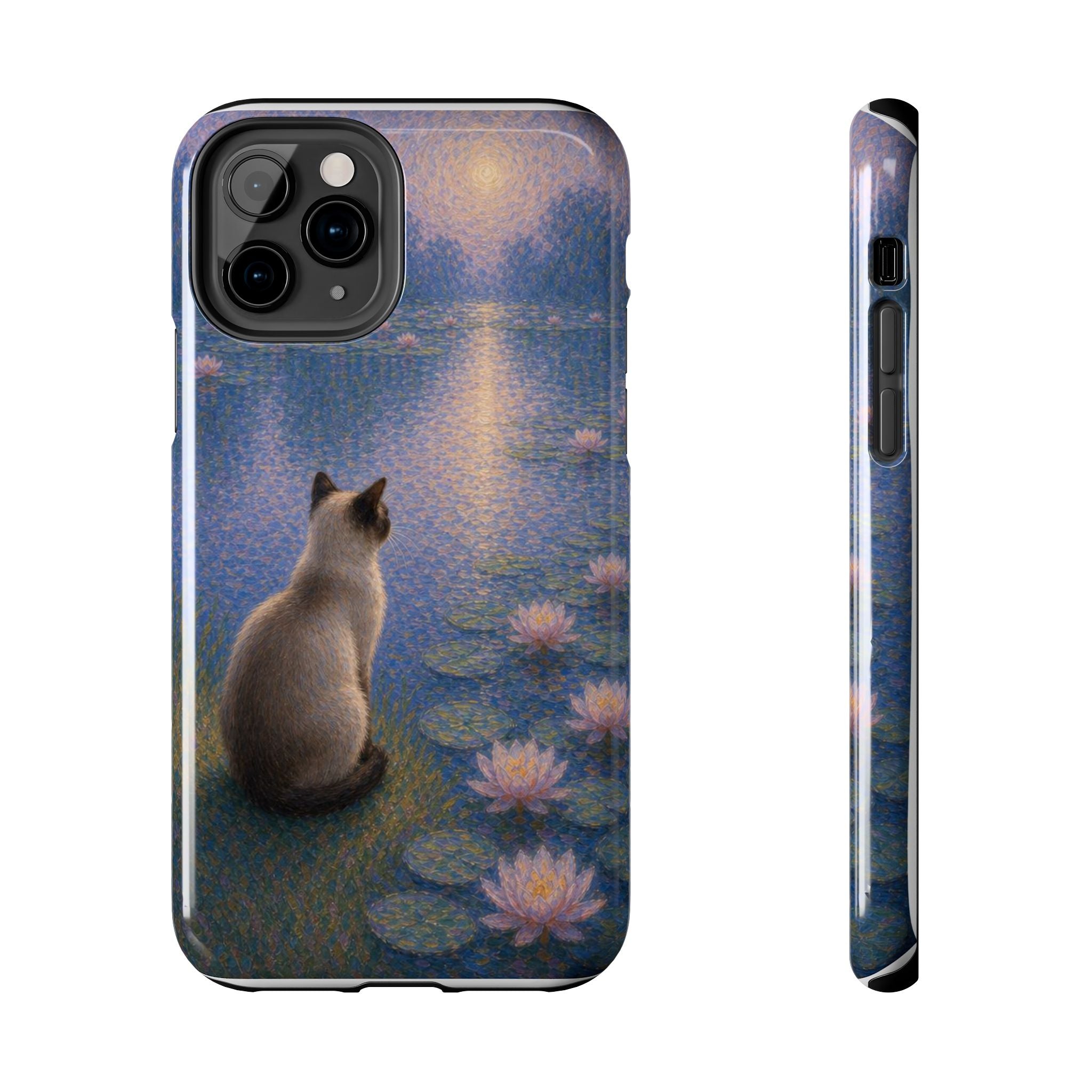 Siamese Cat by Moonlight Tough Phone Case – Waterlily Dream Protective Cover