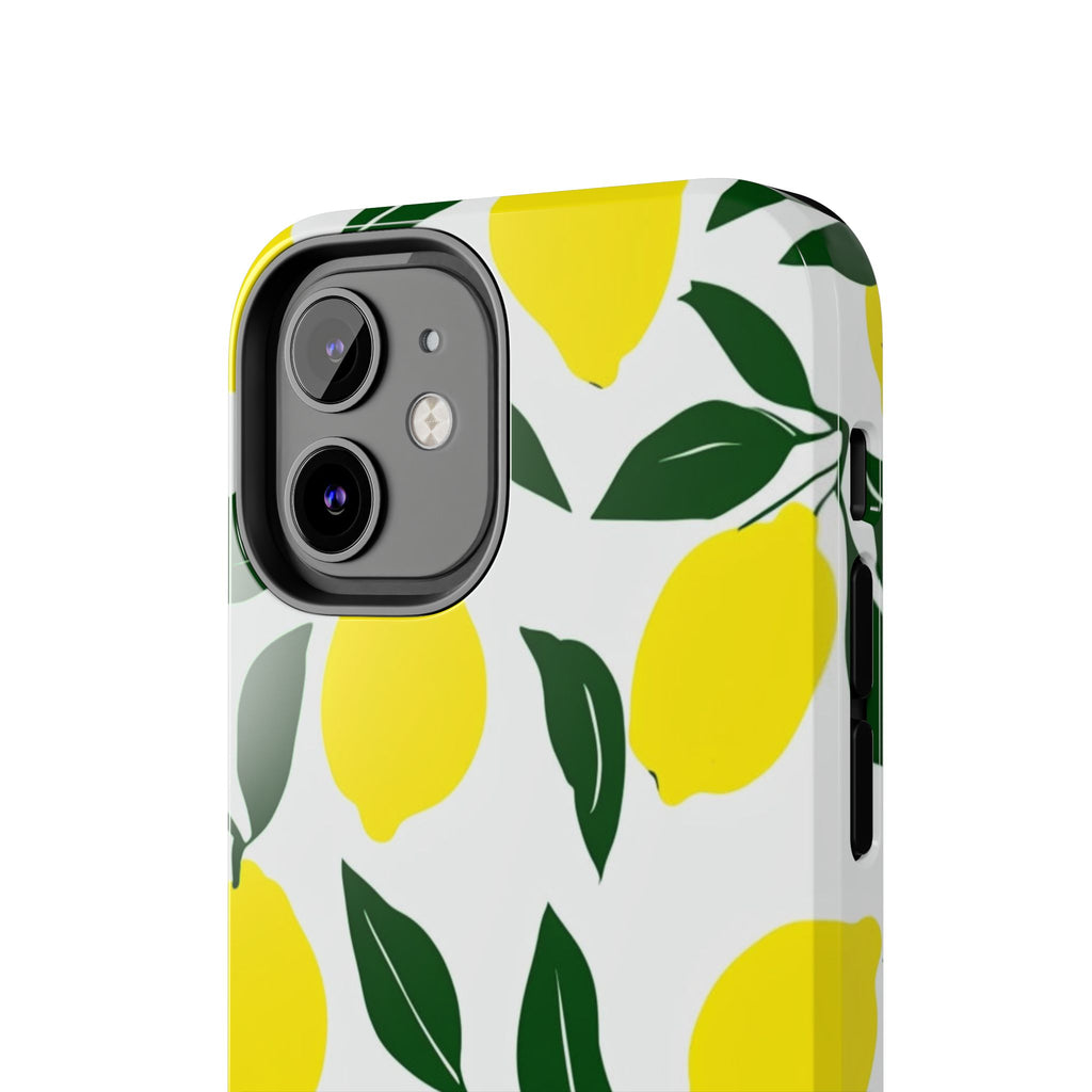Lemon Pattern Tough Phone Case — Bright Citrus Protective Phone Cover