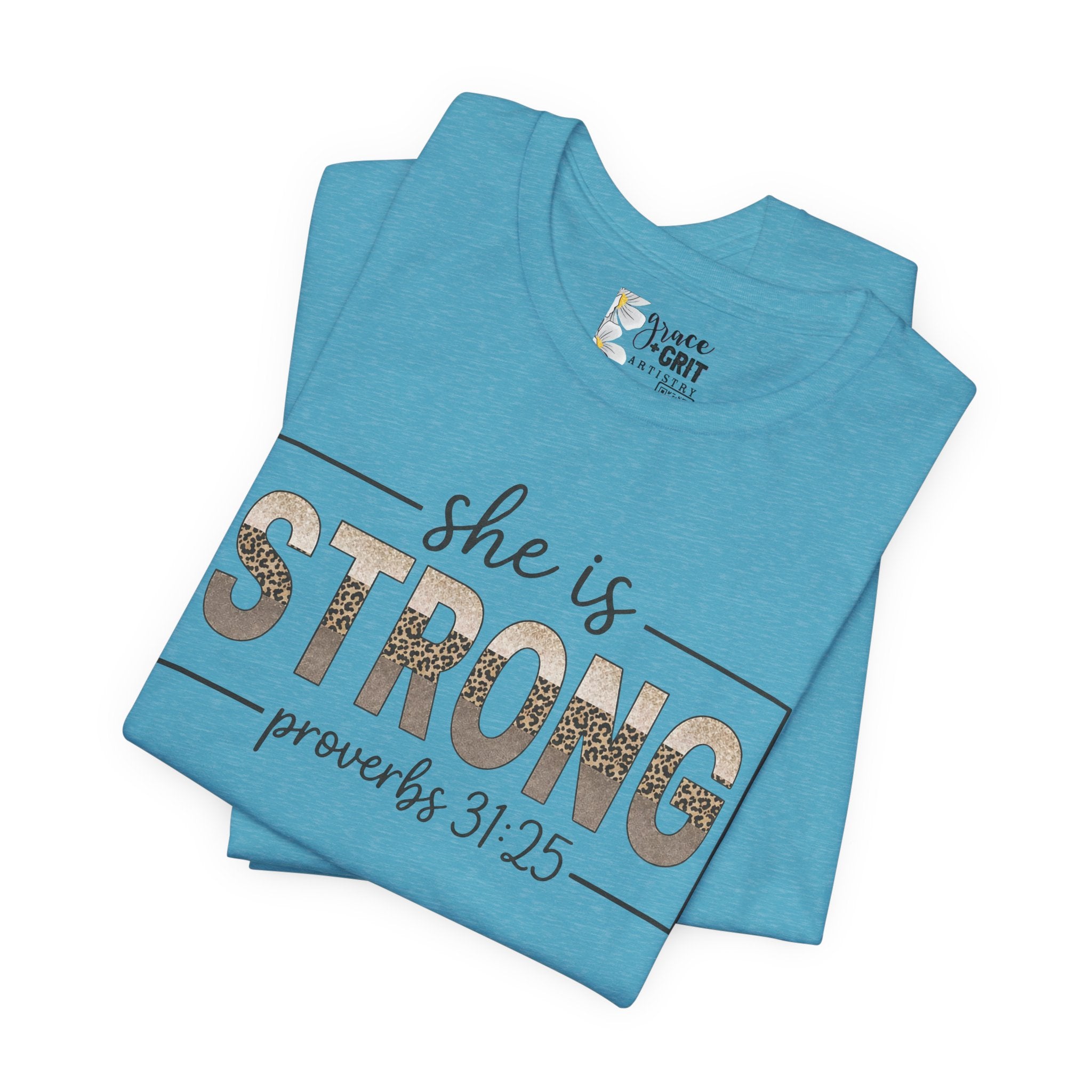 She Is Strong Floral Tee — Inspirational Women's Strength T-Shirt