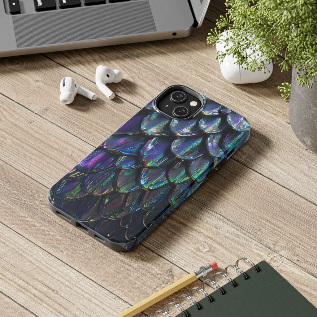 Holographic Mermaid Scale Tough Phone Case — Iridescent Protective Phone Cover