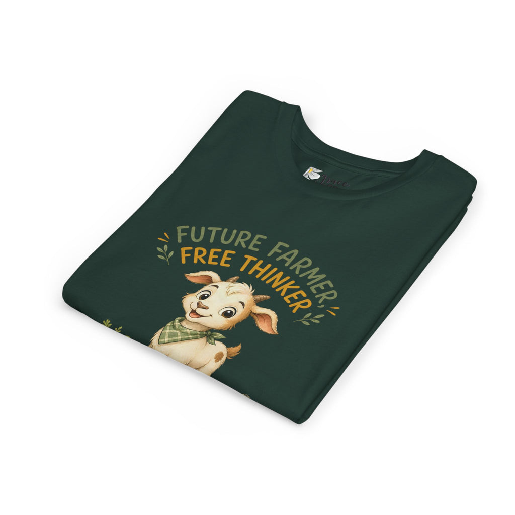 Youth Tee — "Future Farmer, Free Thinker" Cute Goat Kids Shirt