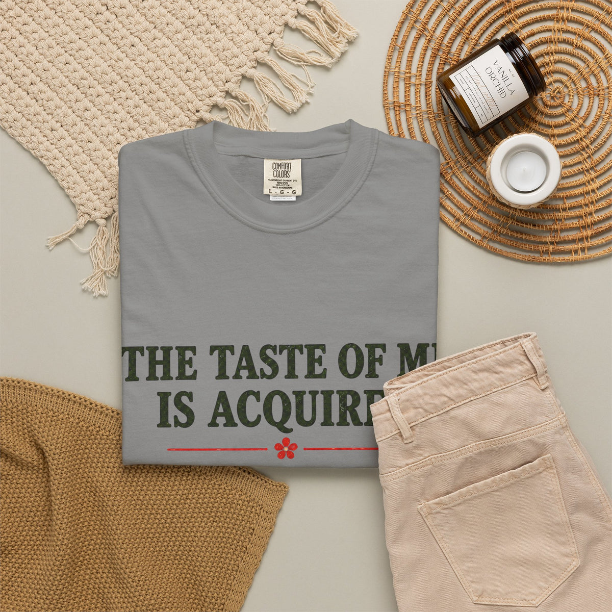 T-Shirt — "The Taste of Me Is Acquired" Funny Self-Description Tee